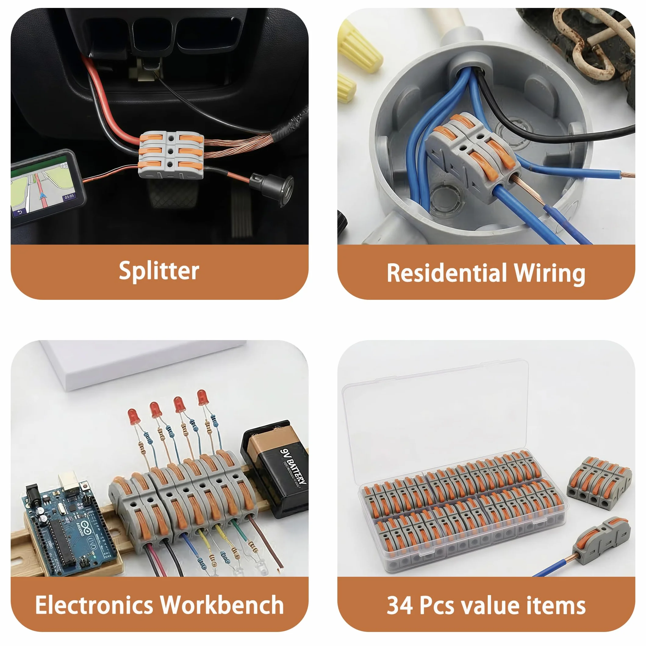 Conectores eléctricos de conexión rápida con palanca