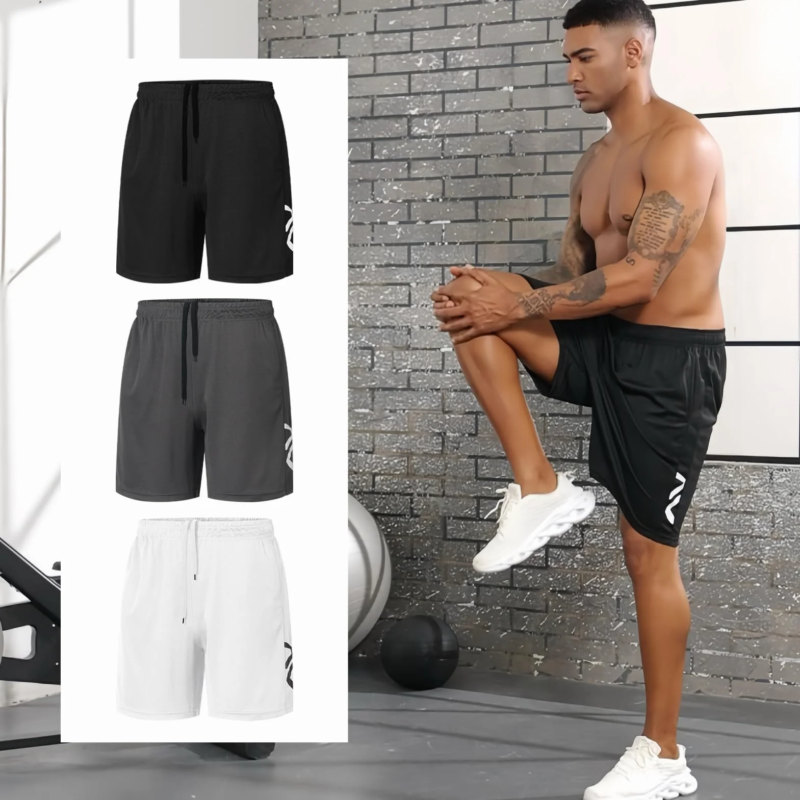 Paquete de 3 Pantalones Cortos Secado Rápido Deportivos para Hombre Shorts para Correr Entrenamiento Baloncesto Fitness