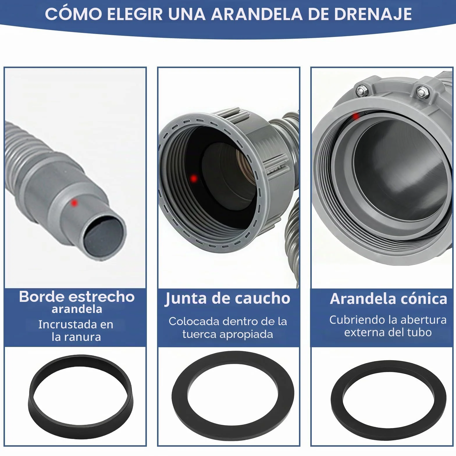 Junta Desague Fregadero 40mm 45mm 56mm 18 Piezas Juntas Planas y Cuñadas