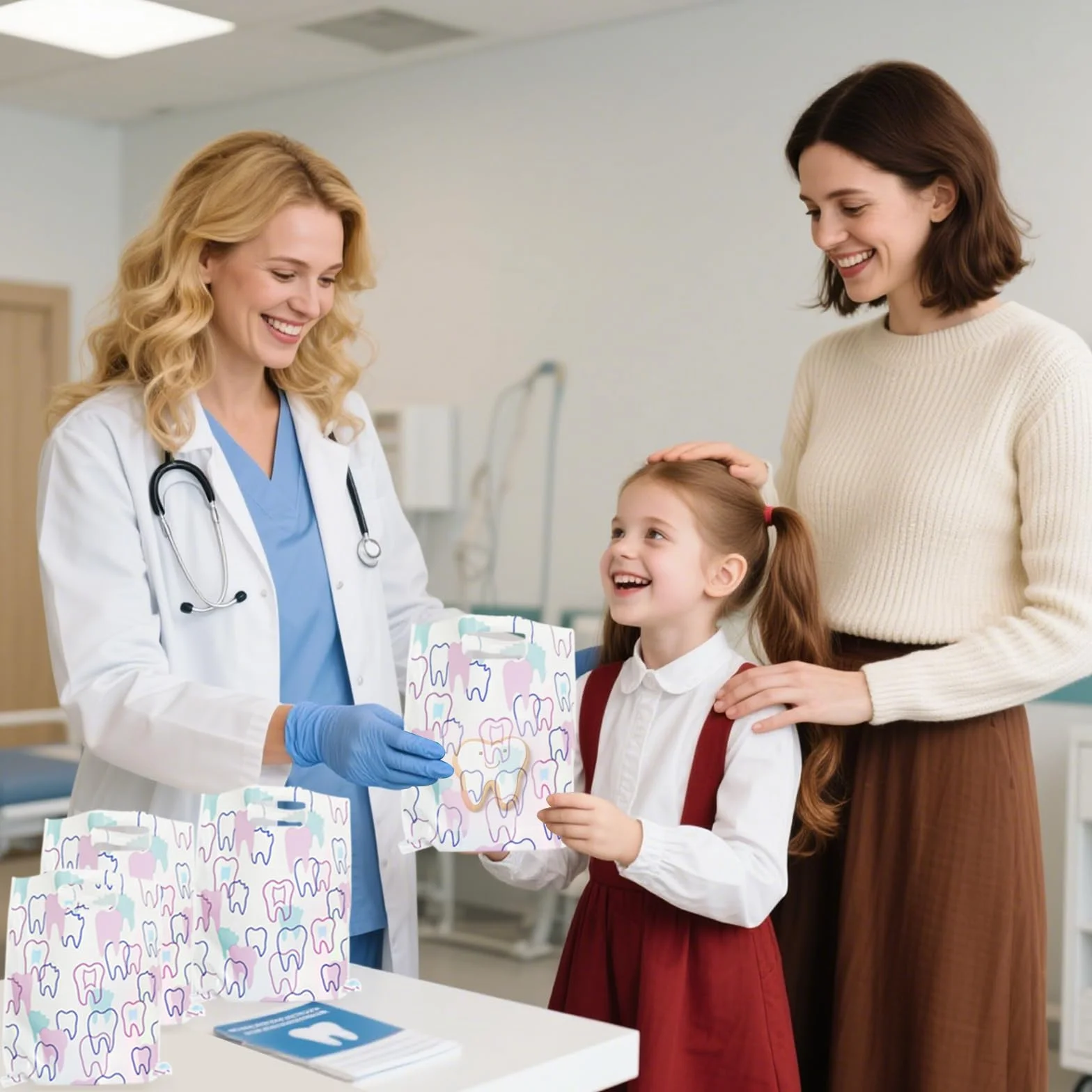 Bolsas dentales con asas 8.3 x 9.5 pulgadas paquete de 50 para pacientes dentistas clínica
