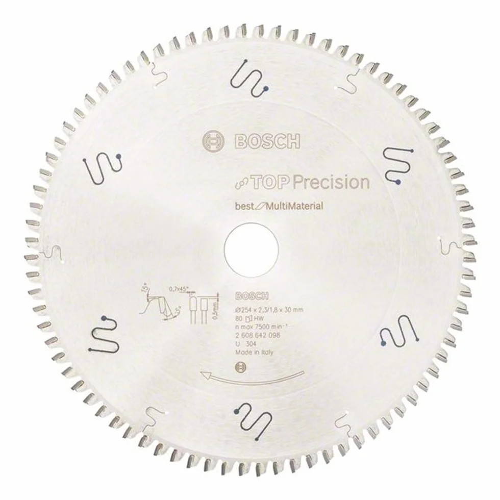 Bosch Hoja de sierra circular Top Precision Best for Multi Material 254 x 30 x 2,3 mm 80