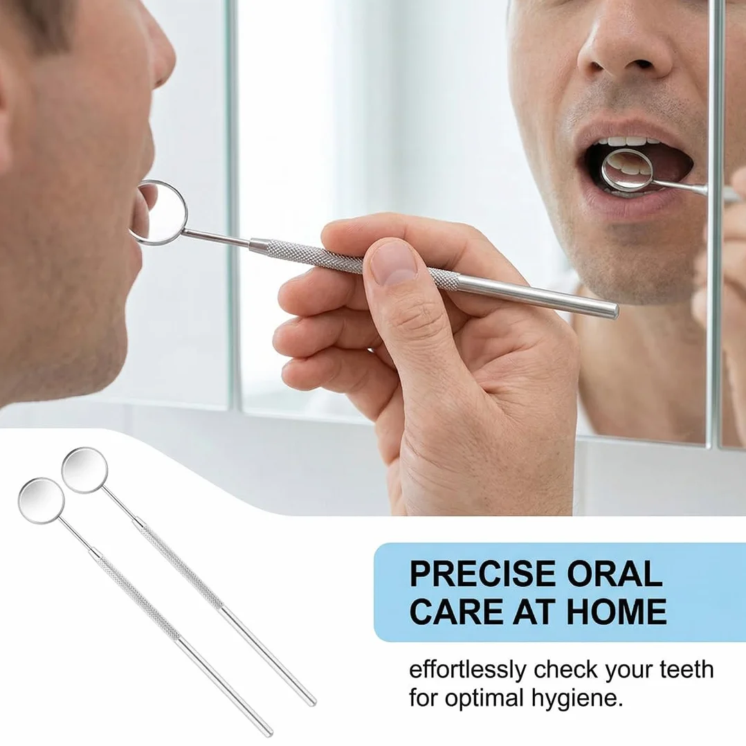 Espejo Dental Acero Inoxidable Anti-Vaho Curvatura 45° 2 Pcs