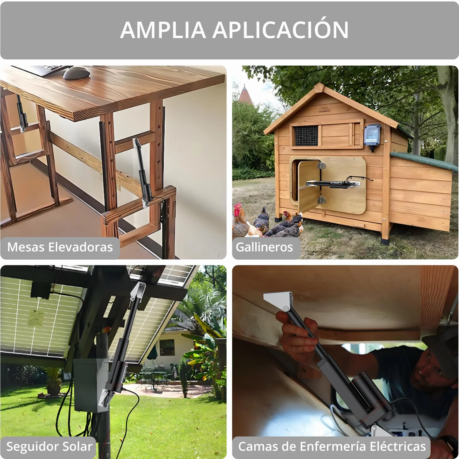 Justech Actuador Lineal 1000N 100mm 12V IP65 Aleación de Aluminio