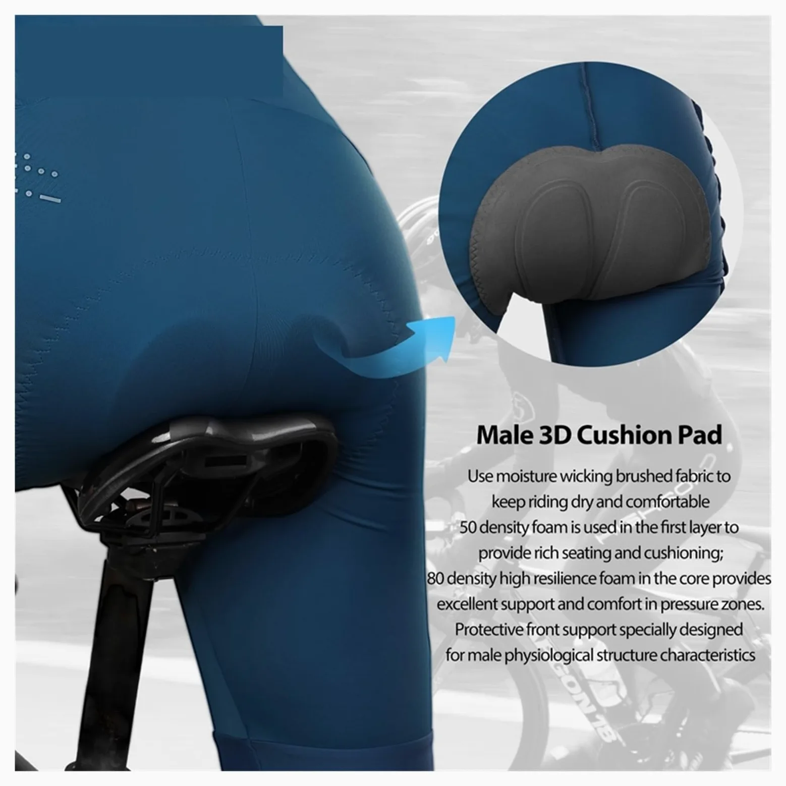 Bicicleta Pantalones Cortos Pantalones Cortos de Ciclismo Verano con Tirantes y Acolchado 3D for Hombre, Pantalones for Bicicleta montaña, for Carretera Bolsillo(Blue,M-EU)