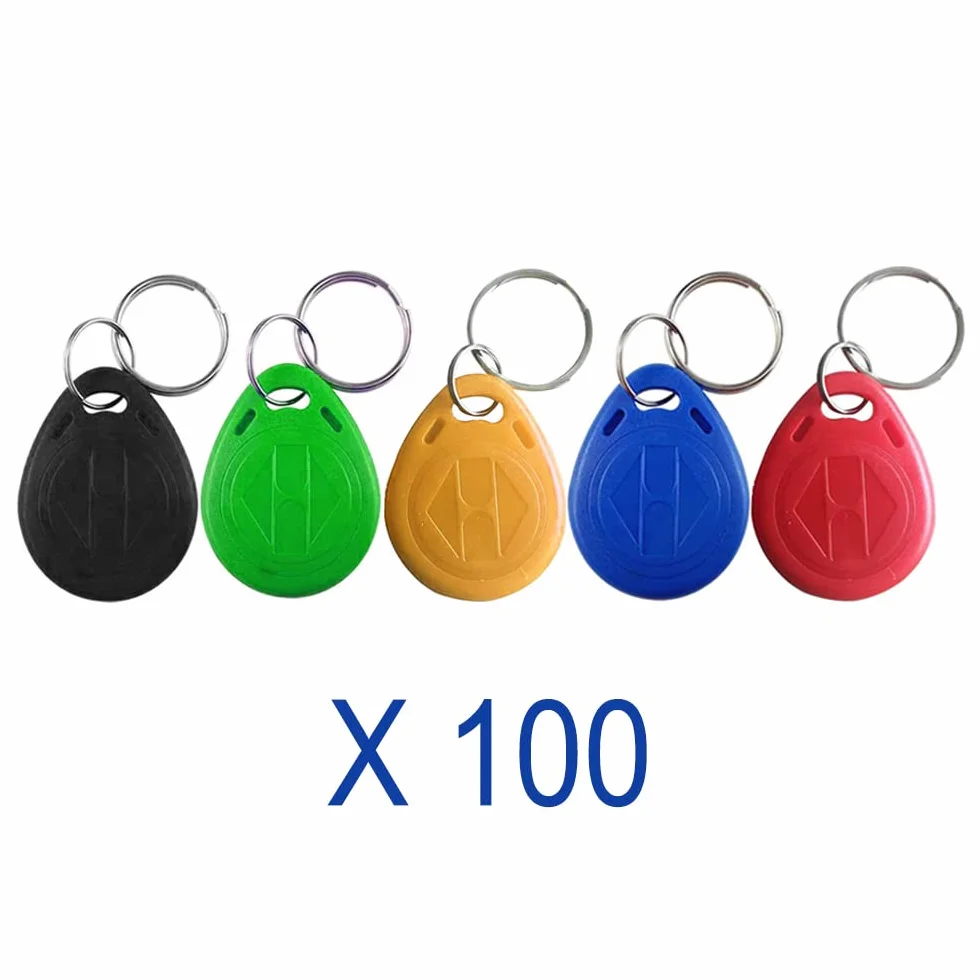 HERNAS 100pcs 125KHz RFID Key Fob Tarjeta de Control de Acceso ABS EM4100 Llavero ISO14443A Solo Lectura