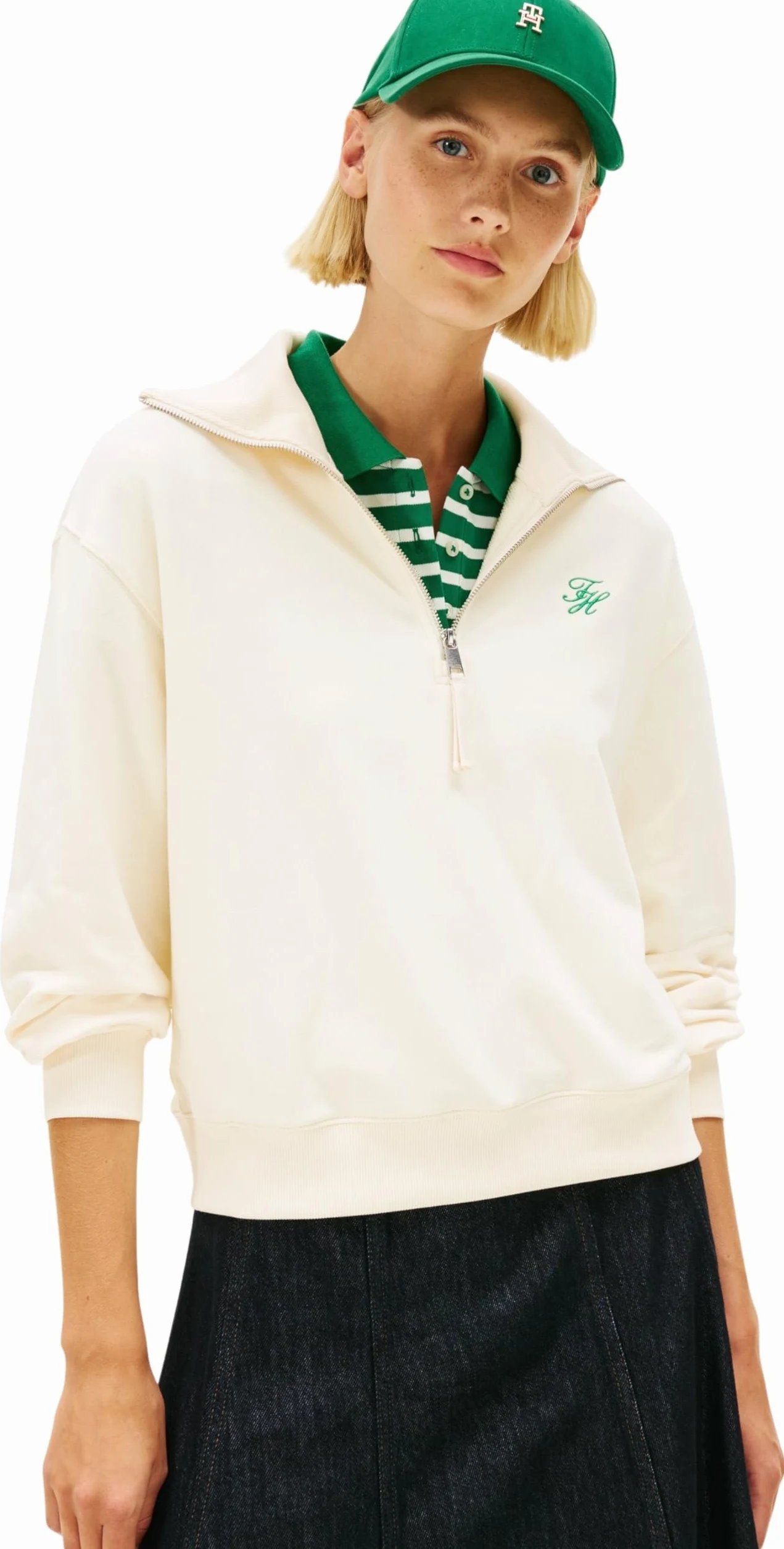 Tommy Hilfiger TH Script Half Zip Terry Swtshrt Ww0ww49470 Sudadera con Media Cremallera Mujer (Pack de 1)
