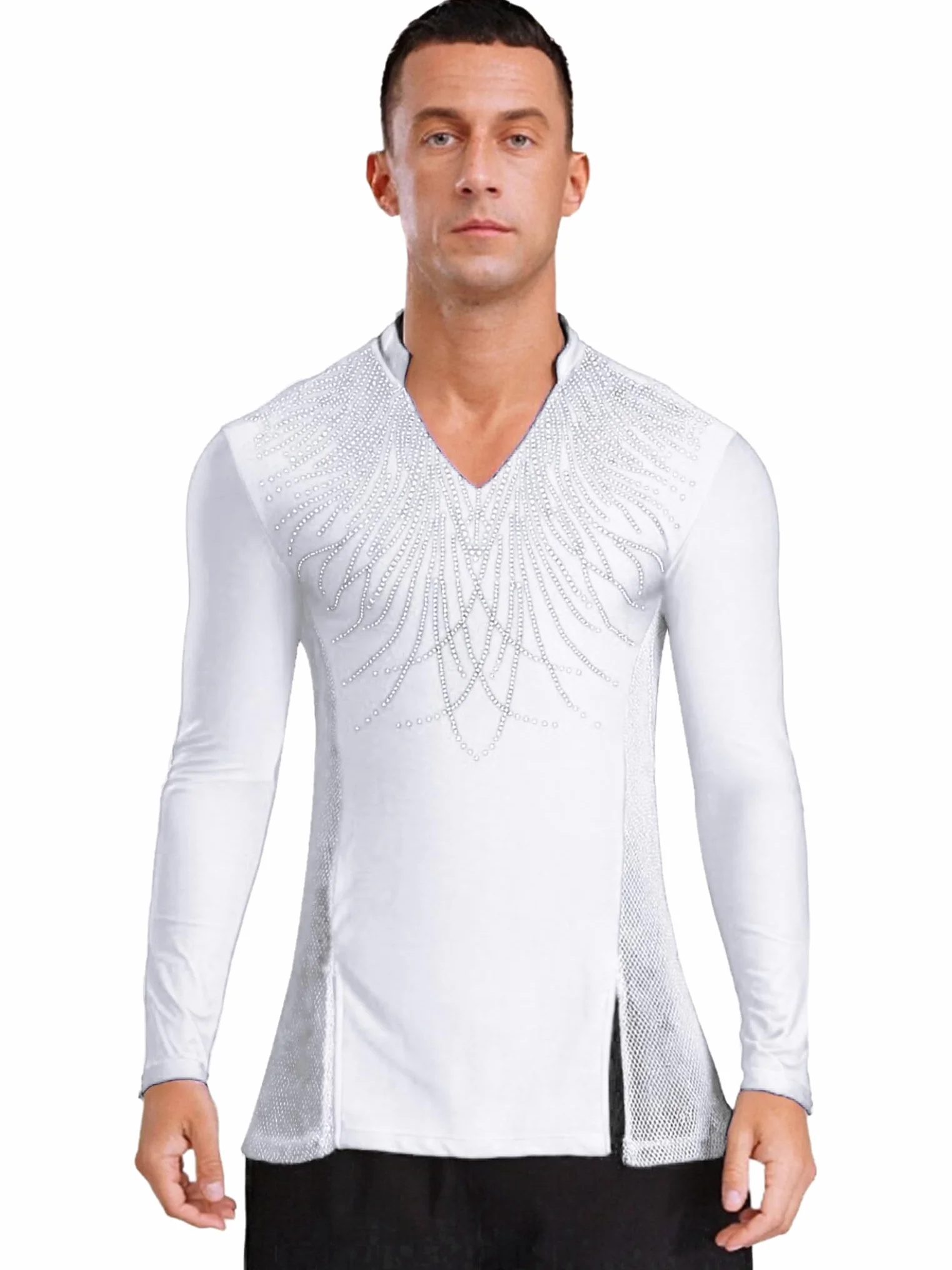 Camiseta de manga larga para hombre, para danza, patinaje artístico, para danza, para bailar