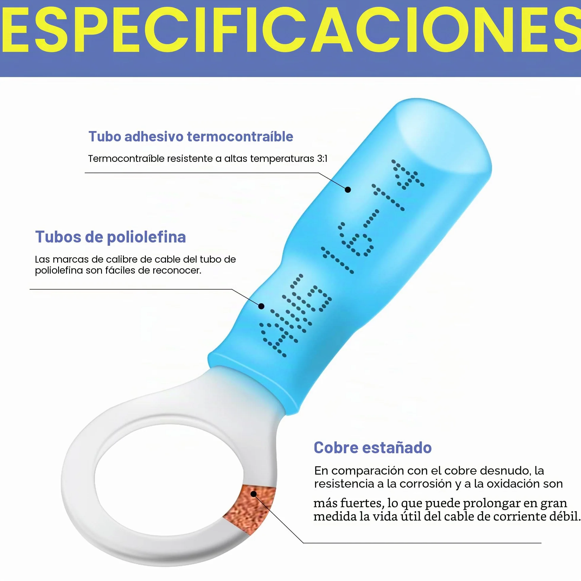 Kit de Crimpadora con Pelacables y 280 Conectores Termorretráctiles 0,5–6 mm² AWG22–10