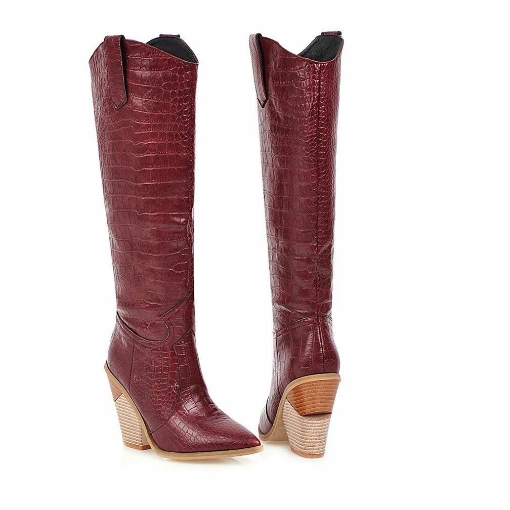 Botas Largas para Mujer Botas hasta La Rodilla del Reino Unido Botas De Montar para Mujer Cuñas con Punta Puntiaguda Botas De Tobillo De Tacón Grueso para Mujer Zapatos De Fiesta Elegantes Informales
