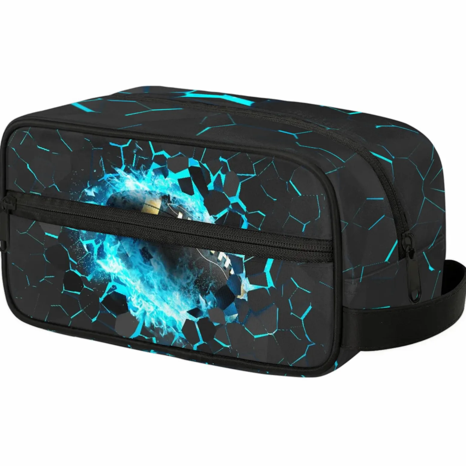 Neceser infantil para niños, impermeable, para colgar artículos de tocador para niñas, kit de maquillaje de afeitado, organizador de accesorios de viaje (fútbol 3D)