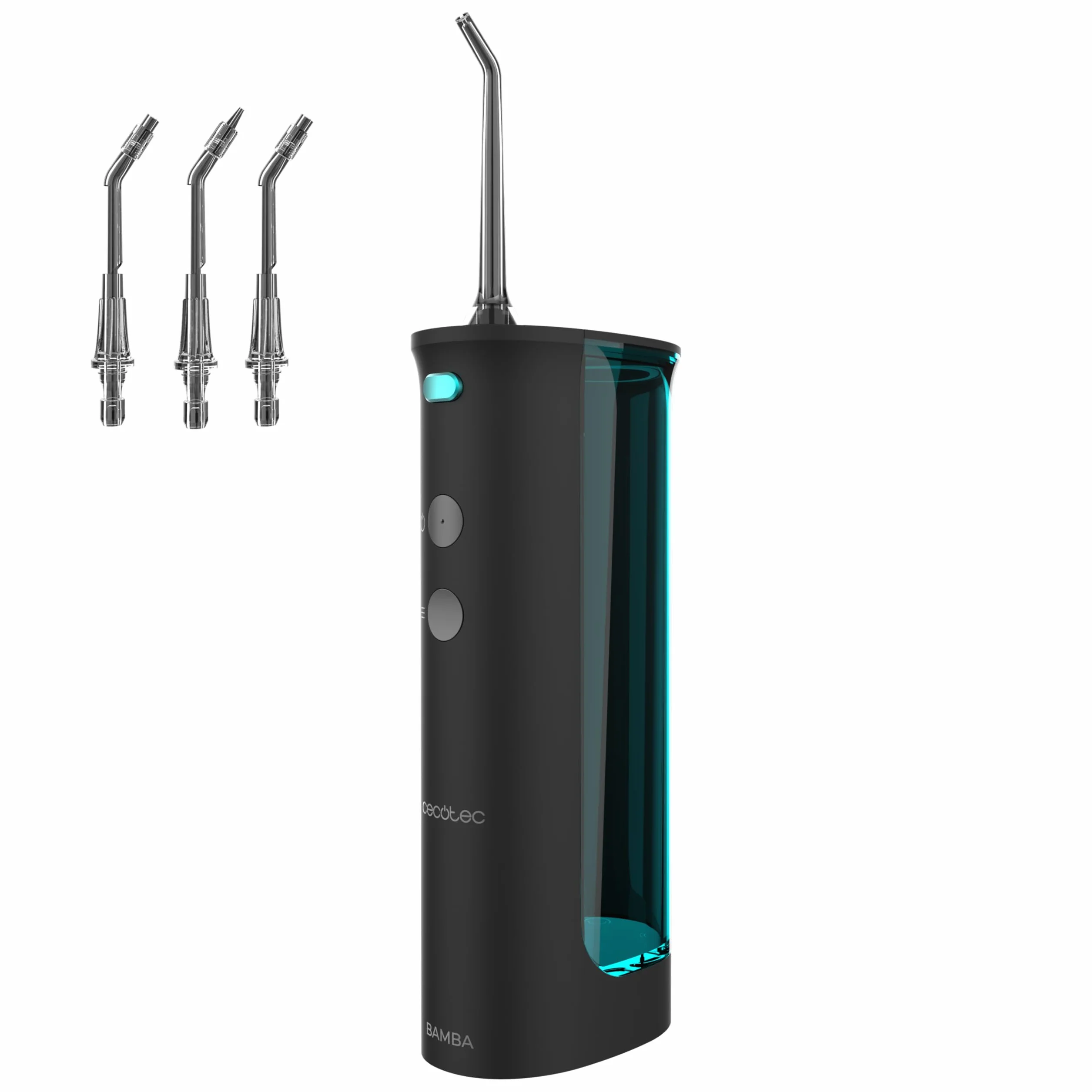 Cecotec Irrigador Dental Bucal Portátil a Batería con 3 Boquillas ToothCare Jet Fresh Clean, 1200RPM, Depósito 180ml, Inalámbrico, IPX7, 3 Modos, Autonomía 20 Días