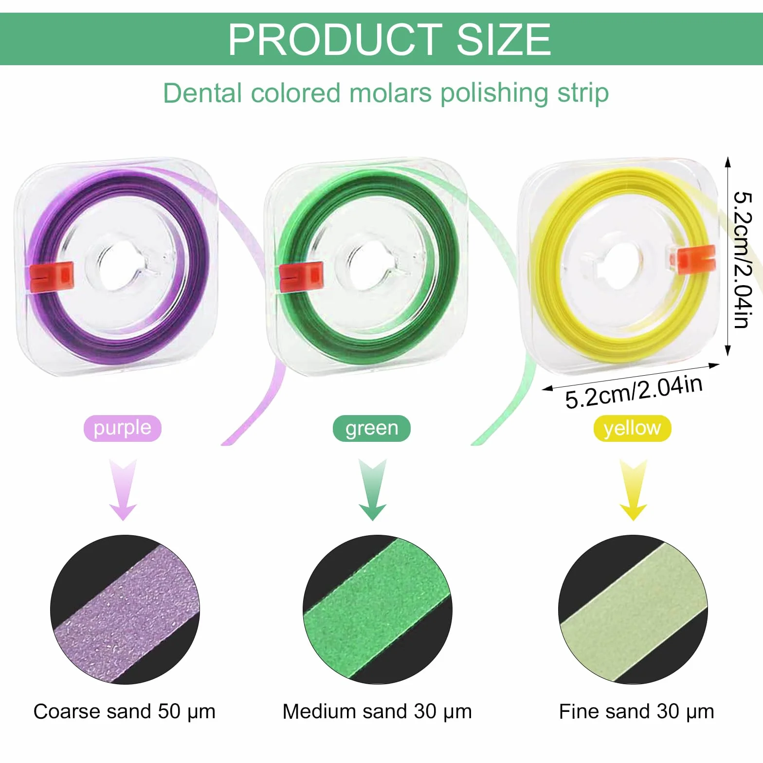 Zimoer Papel de lija dental 3 volúmenes tiras pulido 20/30/50μm grano 4mm