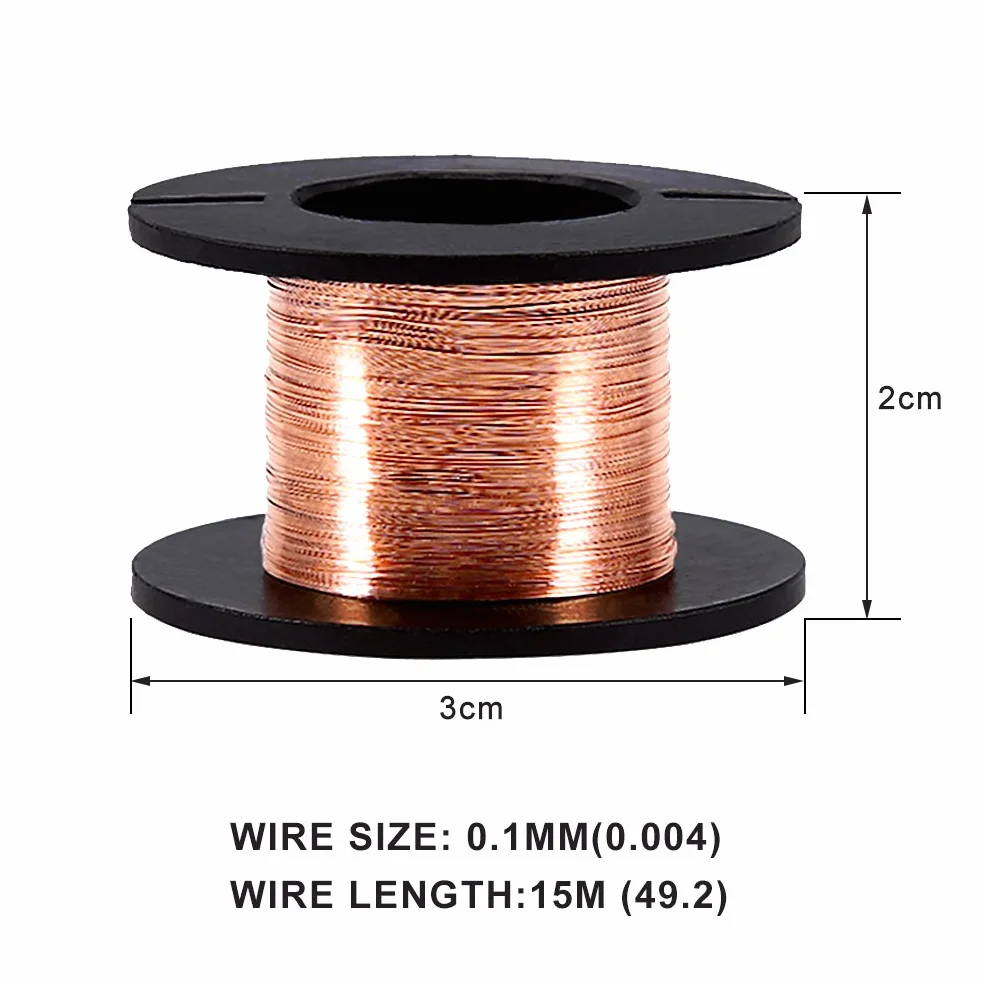 Alambre esmaltado de cobre 0.1mm, 5 Rollos, hilo conductor de alta conductividad para joyería y reparación