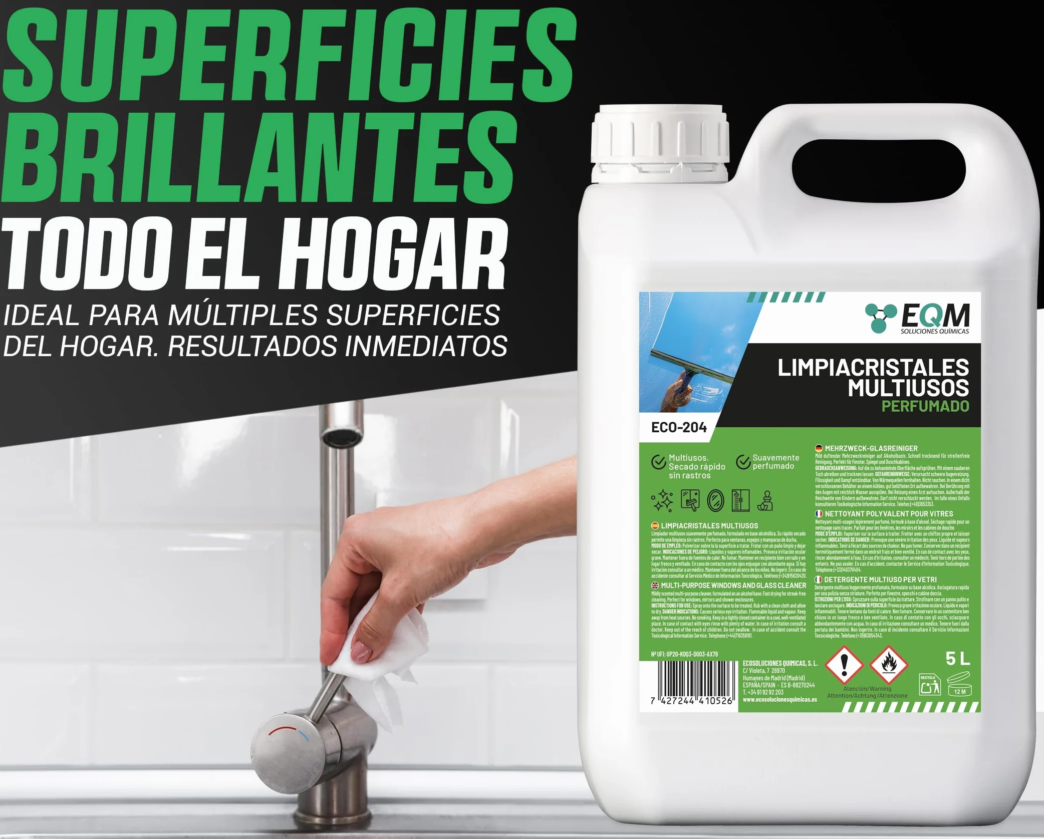 EQM ECO-204 Limpiacristales Multiusos Profesional 5L