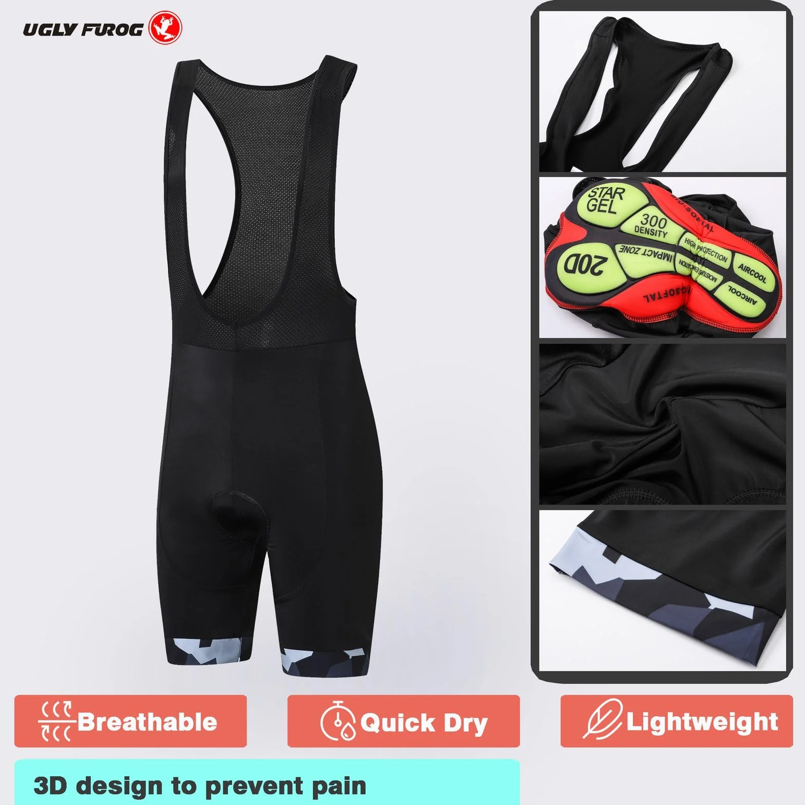 UGLY FROG 2025 Ropa Ciclismo Maillot Hombre Completo Camiseta + Pantalones Cortos 20D Gel Acolchado