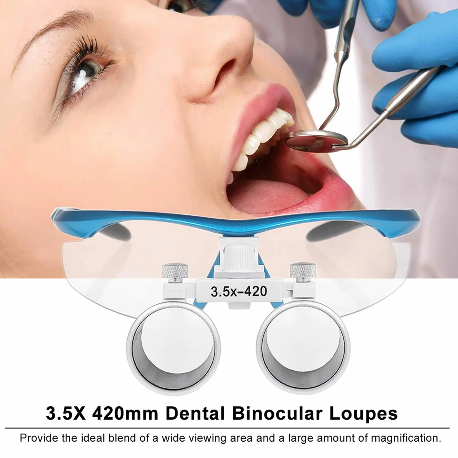 Lechnical Lupas Binoculares 3.5X 420mm Lupa Optica Glass Dentistas Quirúrgicas