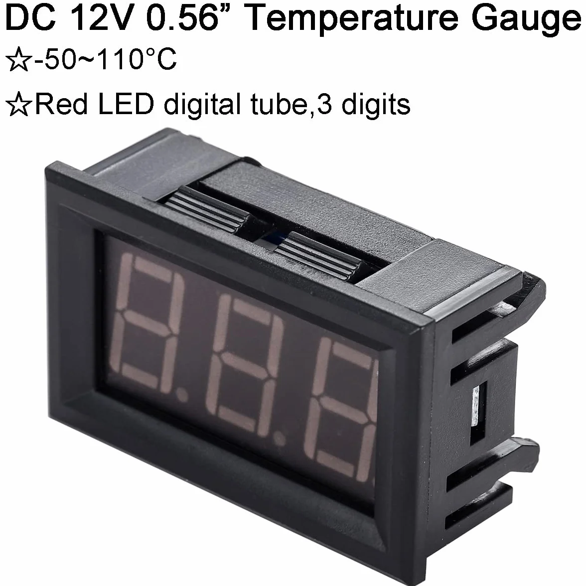Greluma Termómetro Digital LED 0.56" 12V CC -50~110°C Sonda NTC Resistente al Agua Medidor de Temperatura