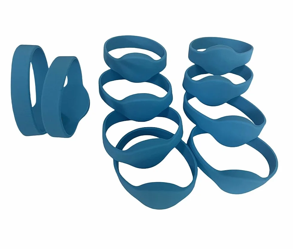 Pulsera clásica MIF 1K de silicona RFID 13,56 MHz para acceso, 10 unidades (azul)
