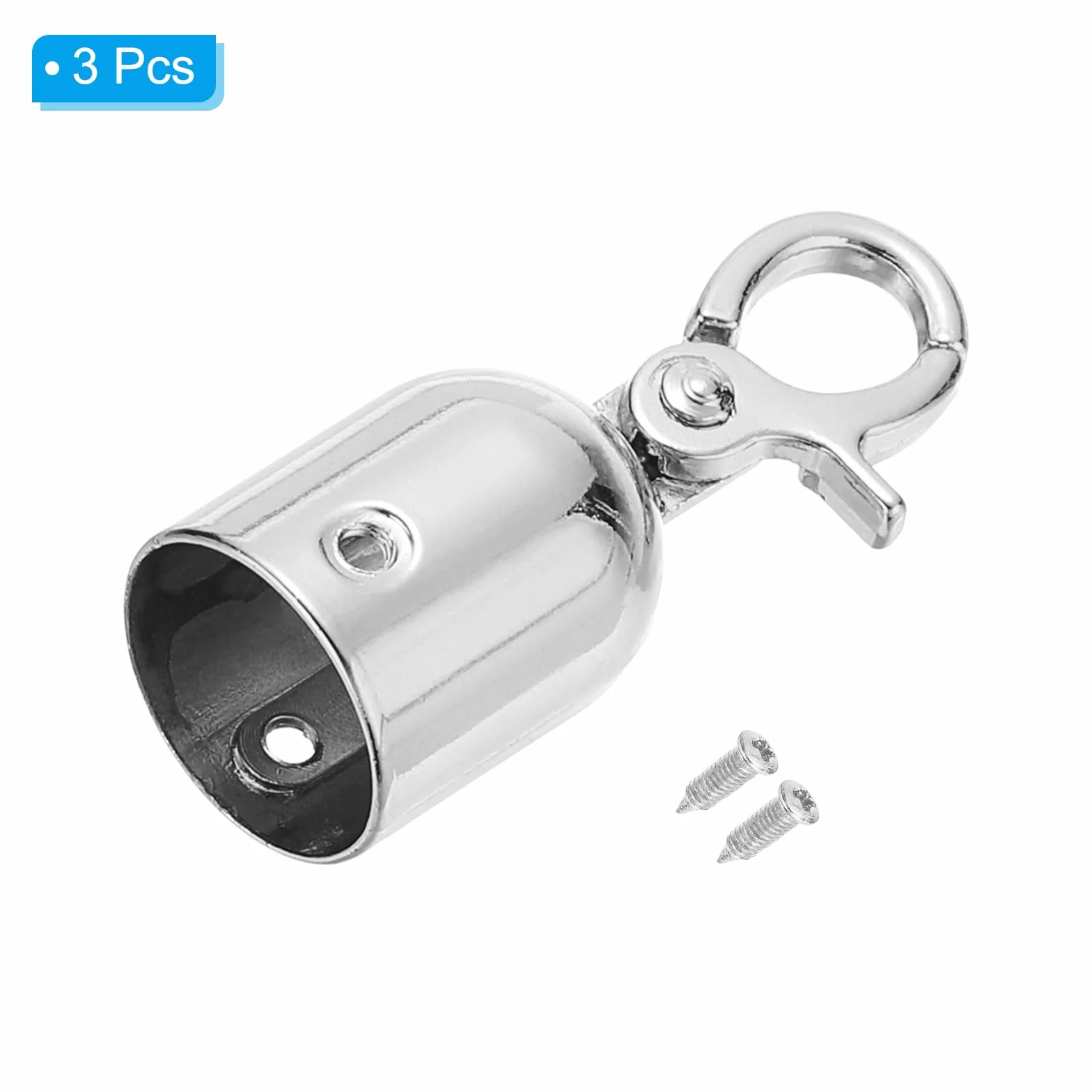 PATIKIL 0.8"x2" Topes Para Extremos De Cuerda De Poste, 3 Paquetes, Ganchos, Color Plateado