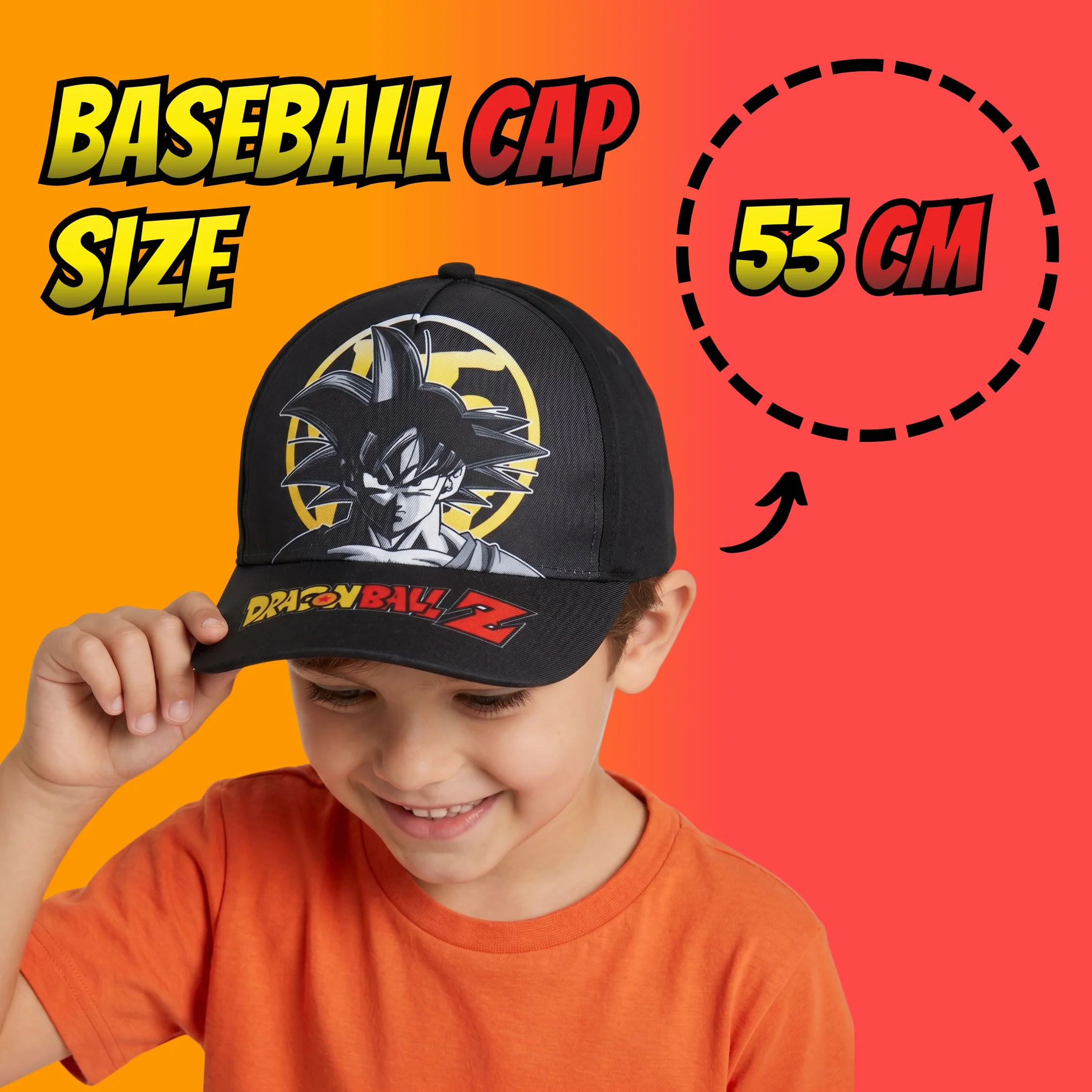 Dragon Ball Z Gorro para Niños, Diseño Goku Gorra de Beisbol, Gorra de Verano Infantil, Regalo para Niños | Negro