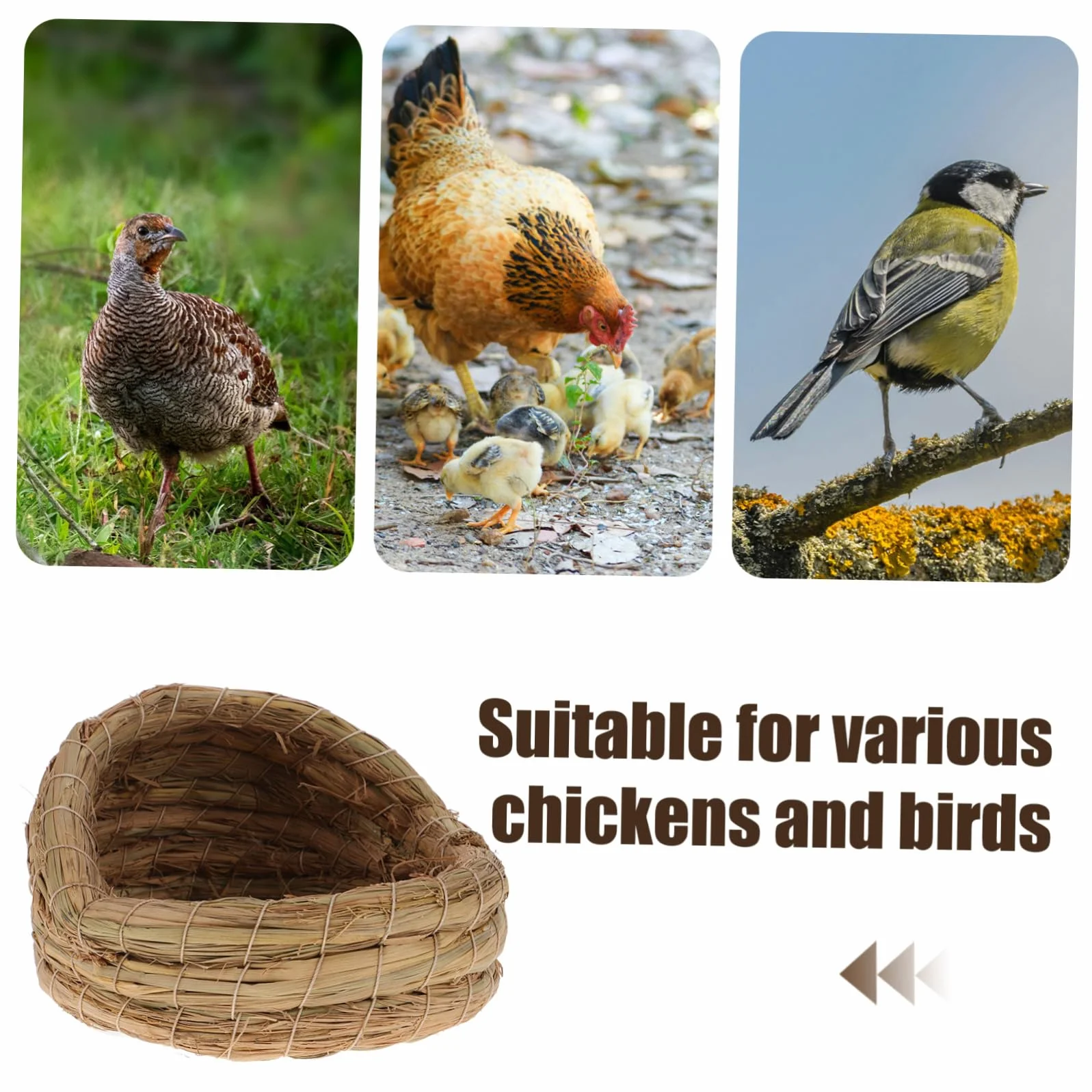 HANABASS 2 Piezas Nido para Gallinas Ponedoras de Paja Natural