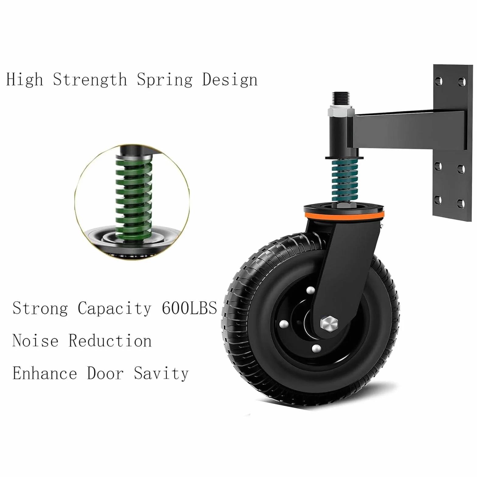 Rueda de Puerta de Valla de Compuerta de Tubo Metálico 600lb 360 Grados 20cm