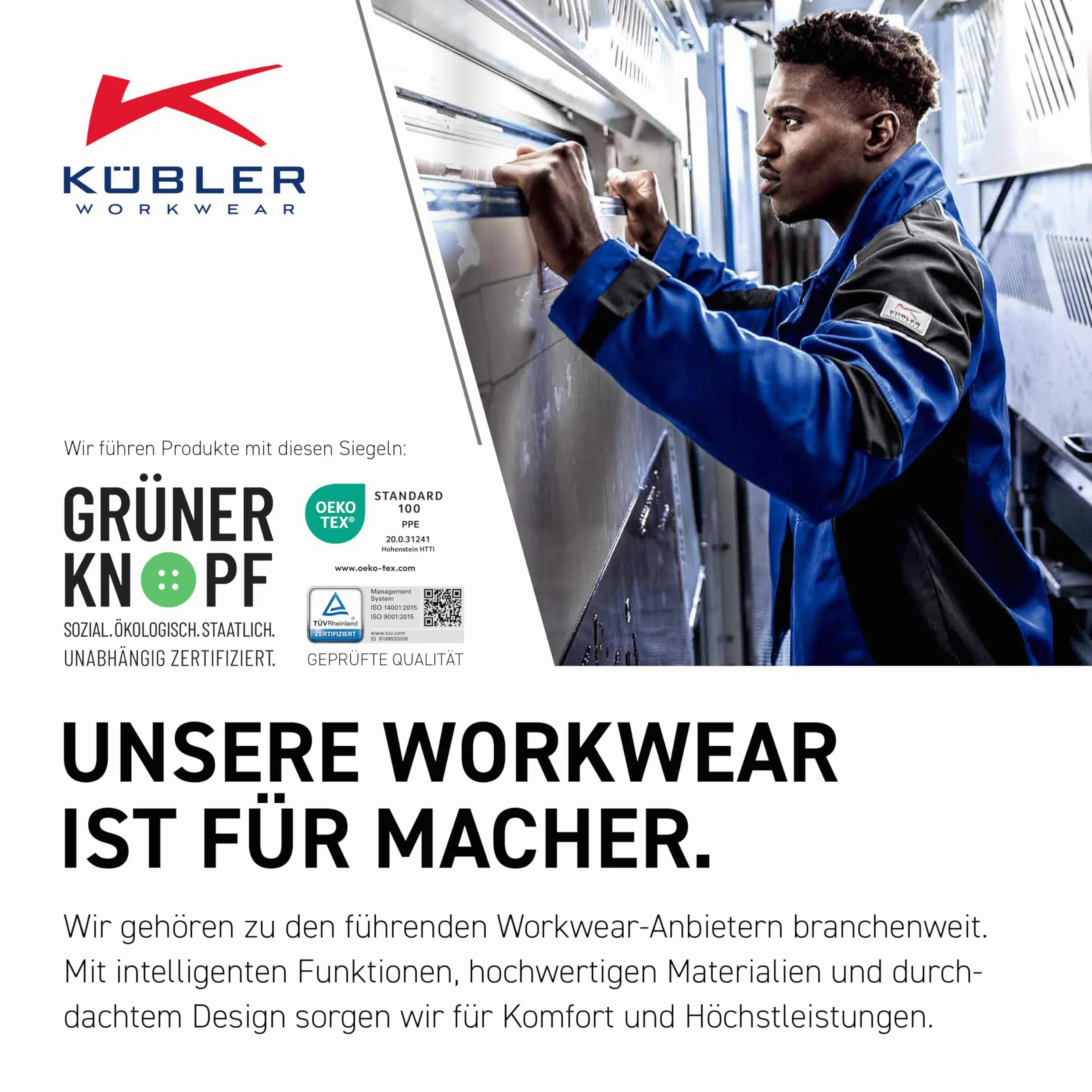 Kübler 12505365-4897-M Classiq Activiq - Chaqueta de trabajo (talla M), color azul oscuro y gris