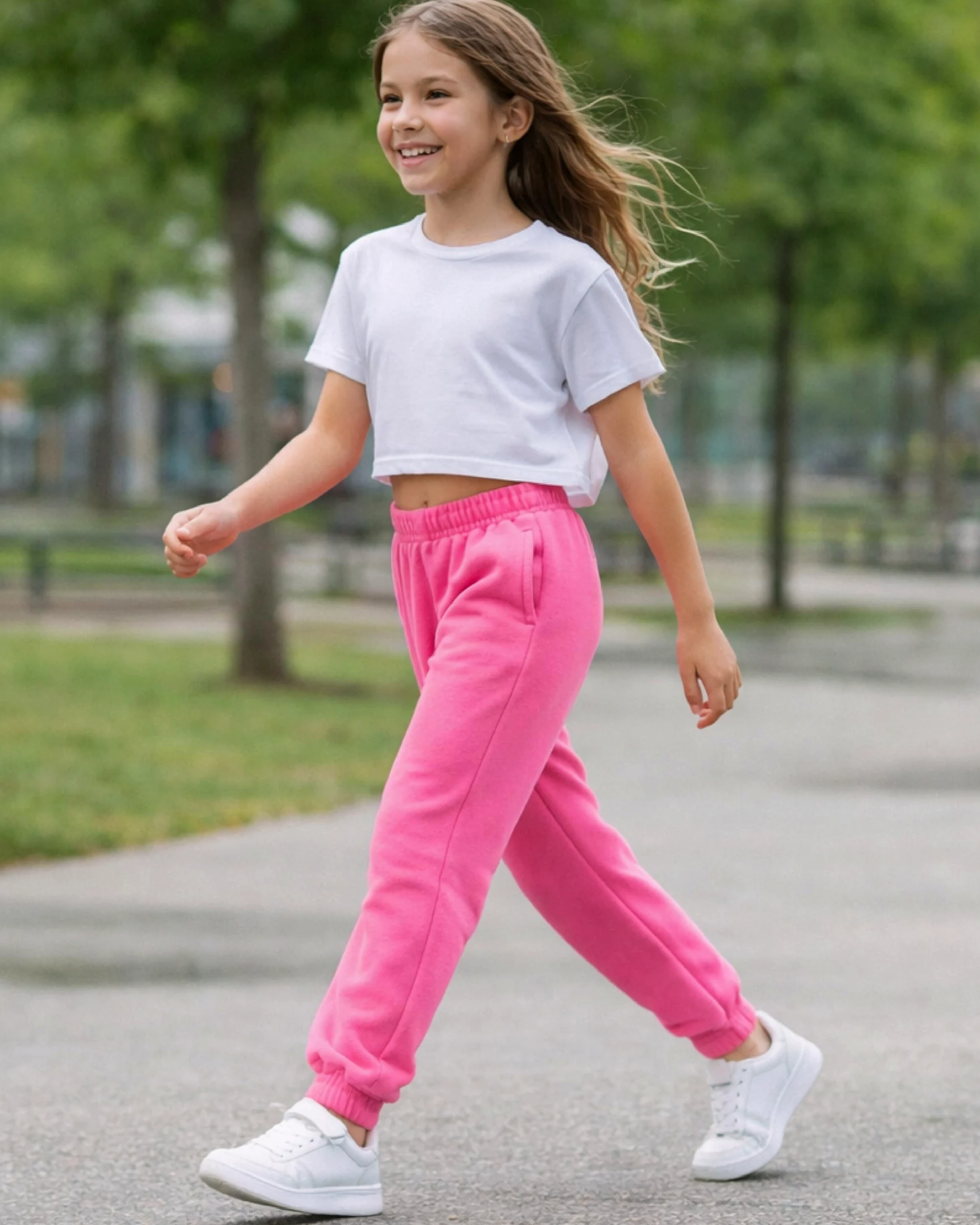 Real Love Pantalones deportivos para niñas, paquete de 4 unidades, básicos, sólidos, activos, suaves, de forro polar, con bolsillos, para niñas (tallas: 5-16)