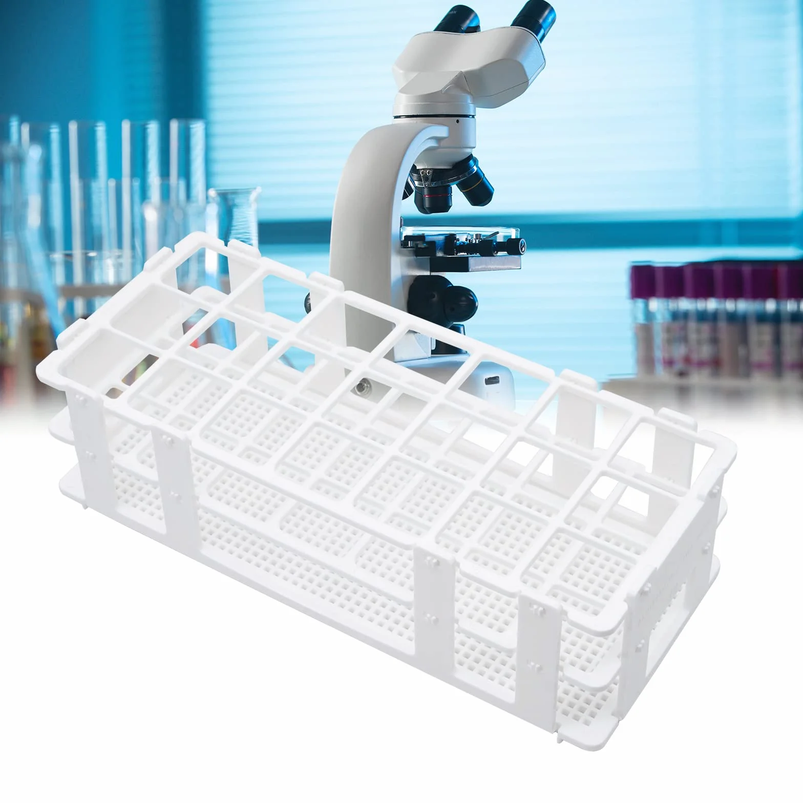 Soporte de tubo de ensayo de plástico 30mm 21 agujeros 3 uds para laboratorio educativo