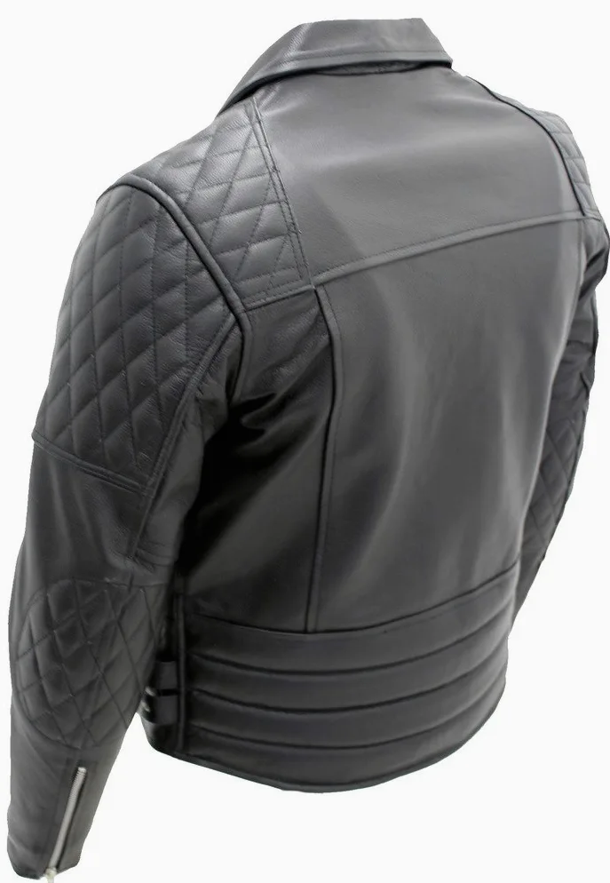 Chaqueta de cuero de cuero de vaca real de los hombres negro motociclista