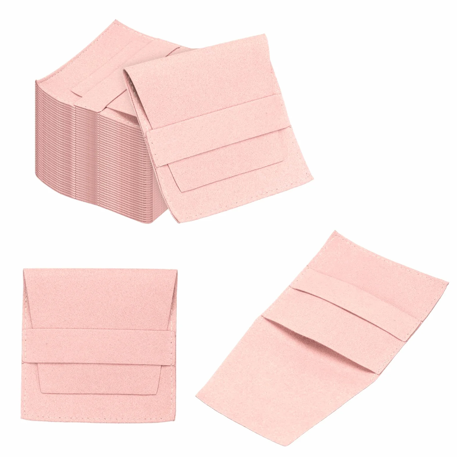uxcell 40 bolsas de microfibra para joyas de 3.1 x 3.1 pulgadas, mini bolsa de embalaje de joyería con banda para bolsa de regalo de joyería pequeña, collar a granel, aretes, pulsera, color rosa