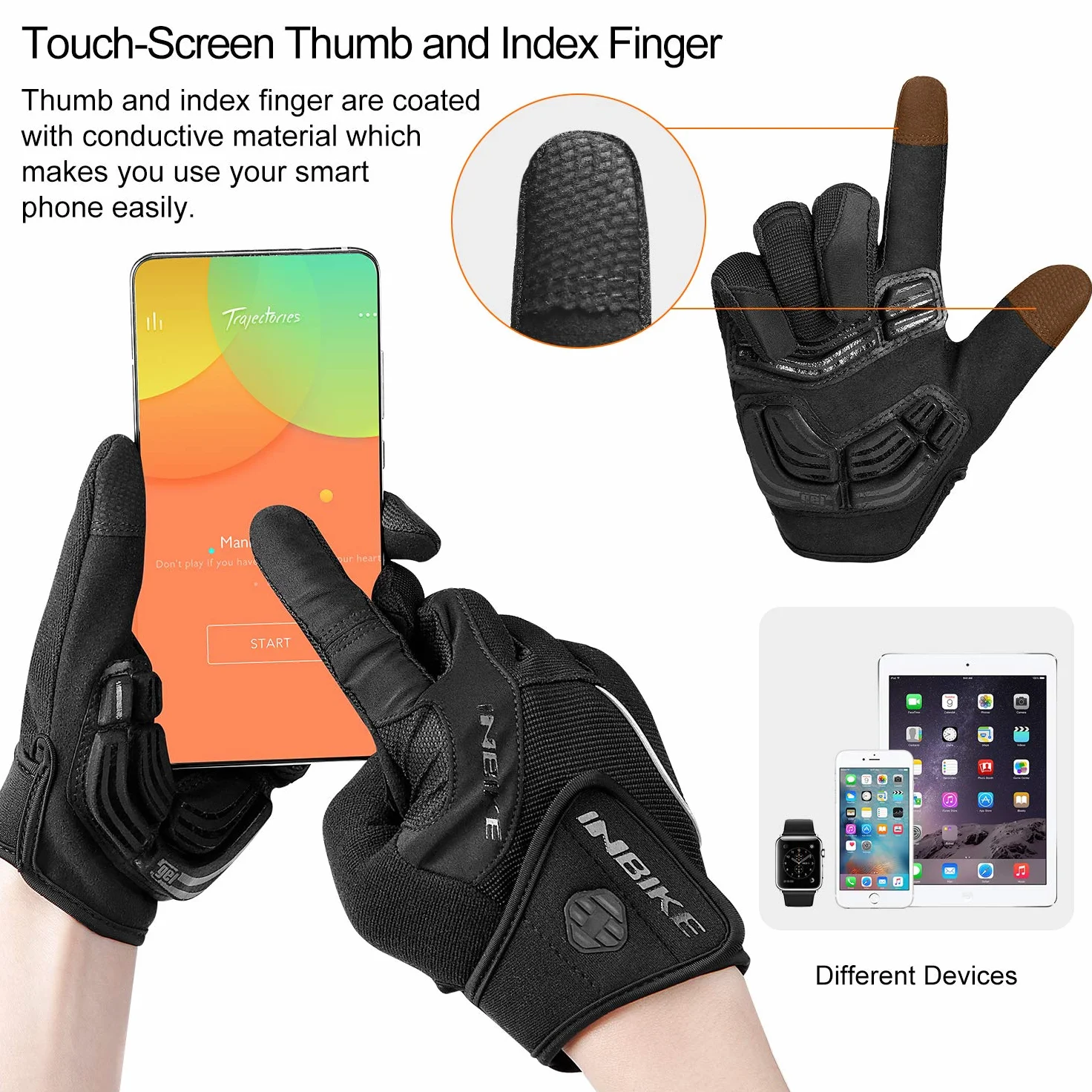 INBIKE - Guantes de ciclismo para hombre, acolchados de gel, 5 mm, transpirables y resistentes al desgaste