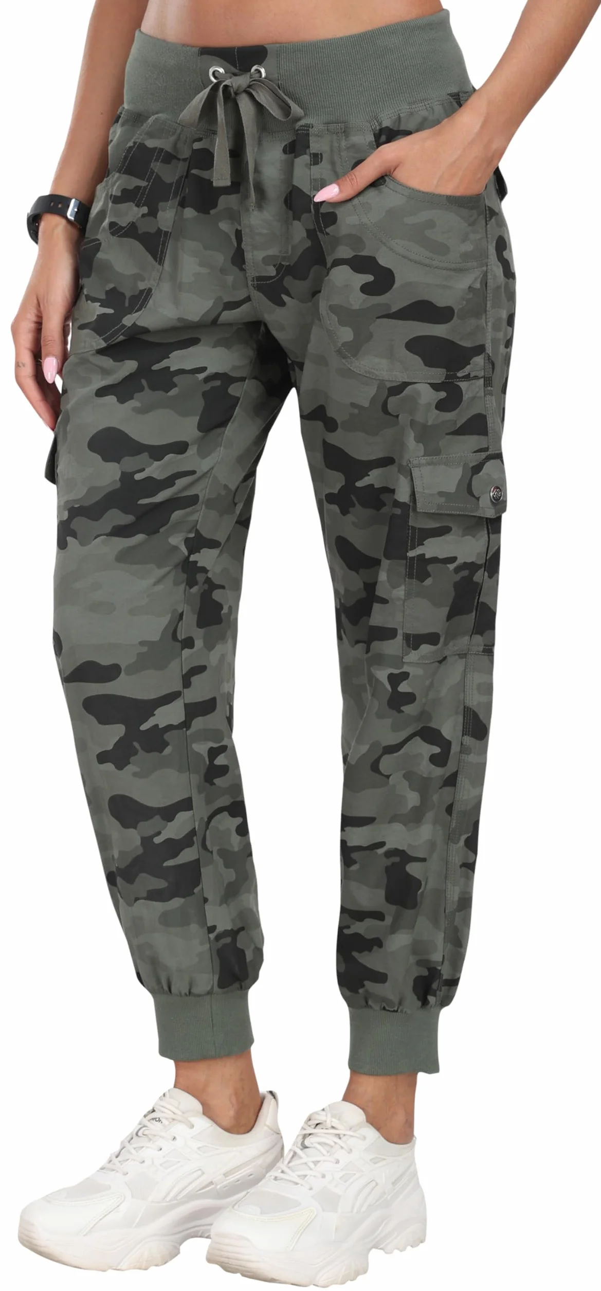 JINSHI Pantalones Mujer Cargo Pantalón Largo Trabajo Pant Deportivo Jogger Cintura Alta con Bolsillos