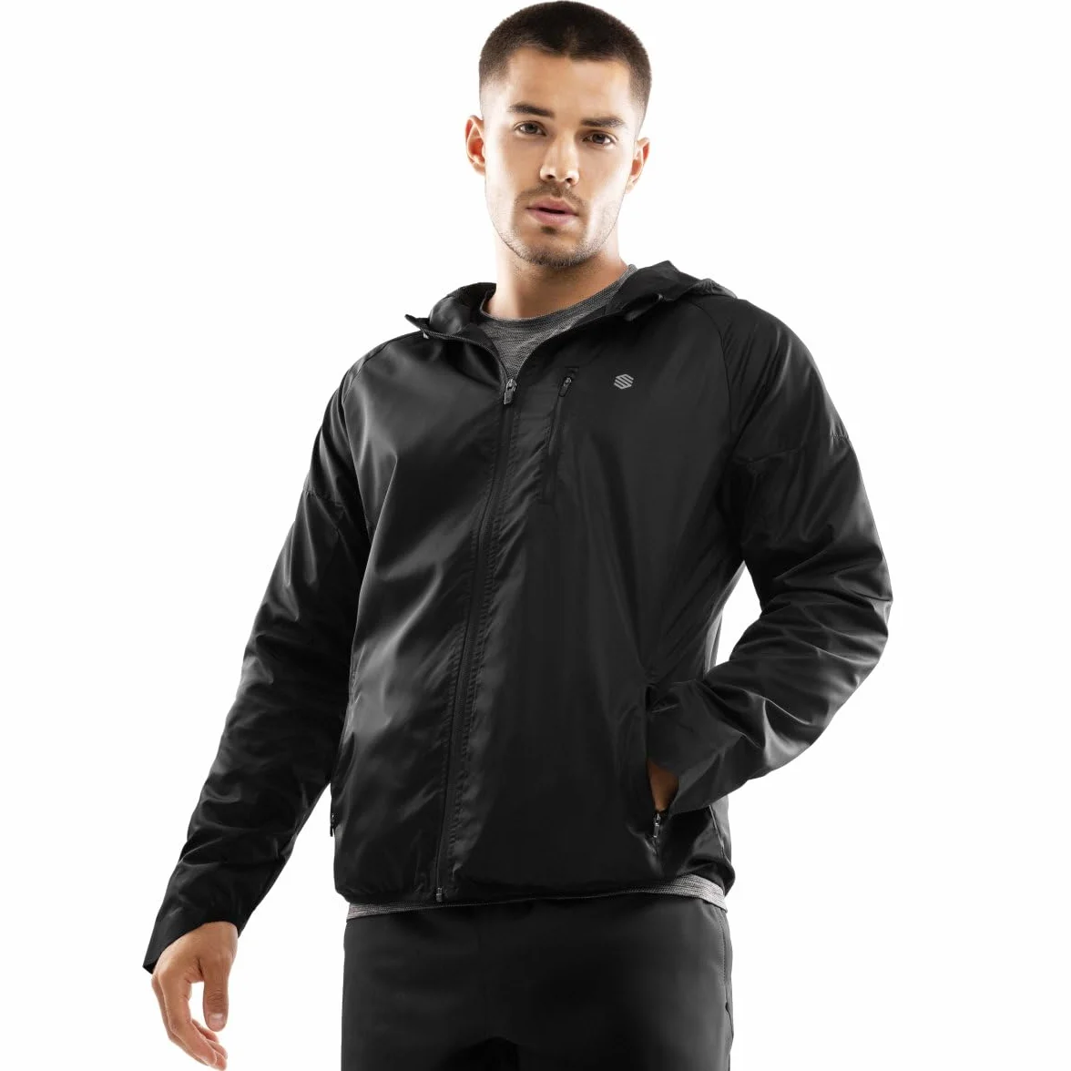 SIROKO Chaqueta cortavientos entrenamiento fitness Grand Marathon Negro