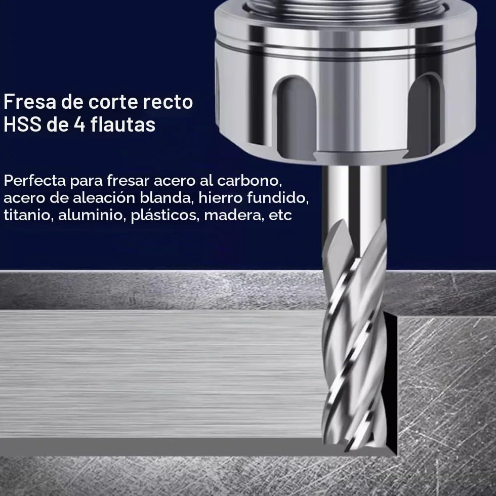 ASNOMY 10 piezas fresas 4-flauta HSS 2-12mm brocas CNC para madera aluminio acero