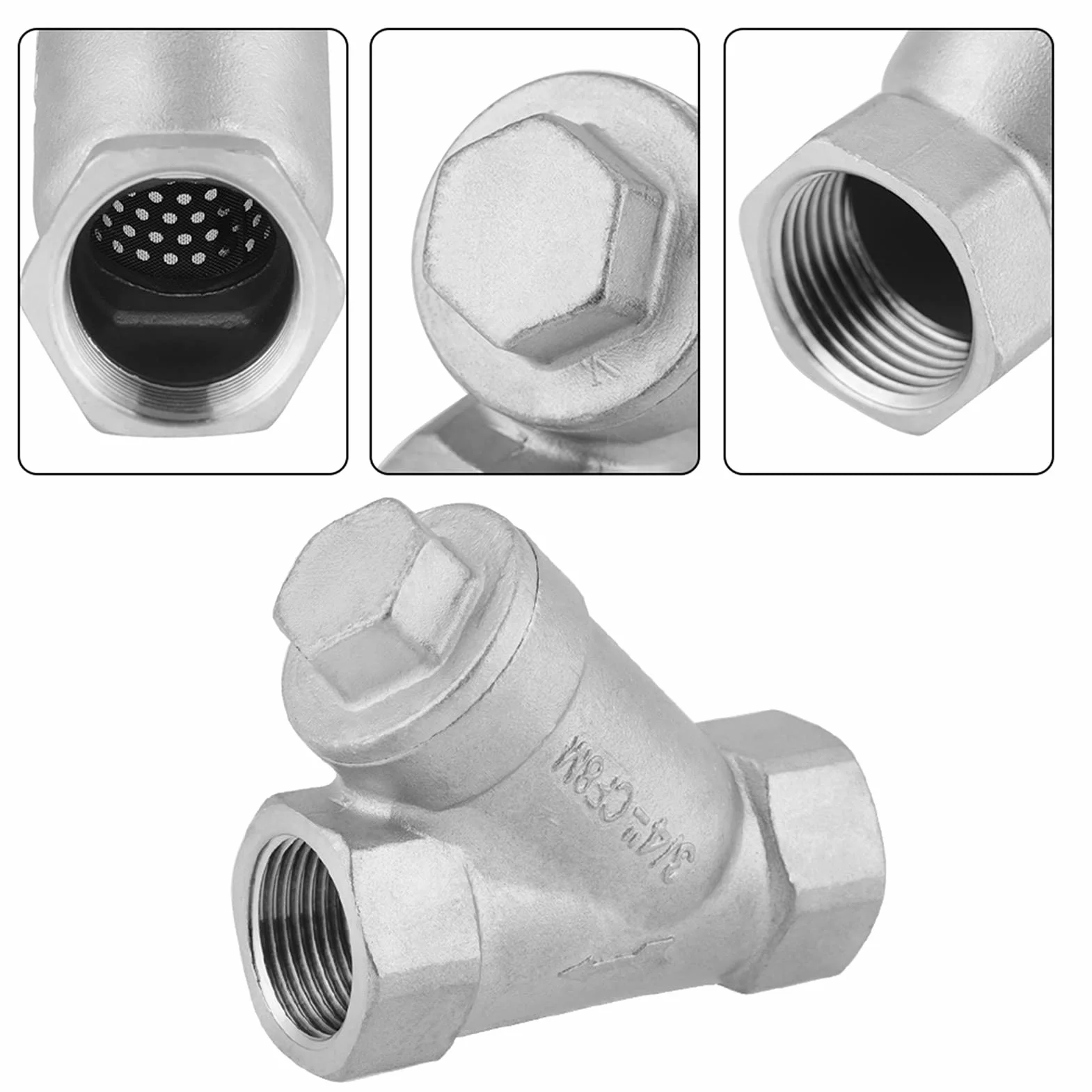 Filtro Y acero inoxidable 3/4 DN20 PT rosca para agua aceite gas