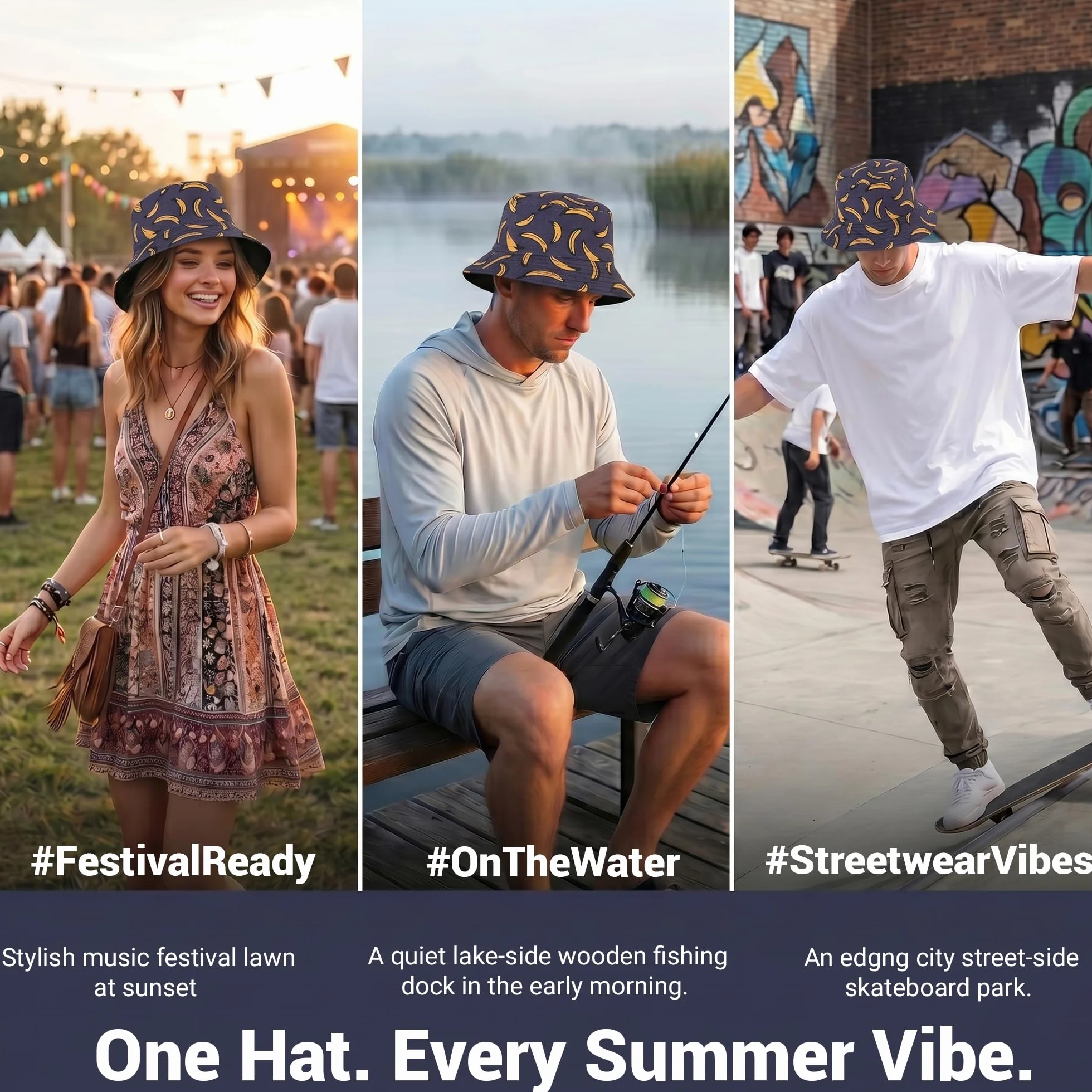 ZLYC Sombrero de Pesca para Mujer, Sombrero de Pescador de Verano, Sombrero de Frutas, Sombrero de Sol, Sombrero de Pesca