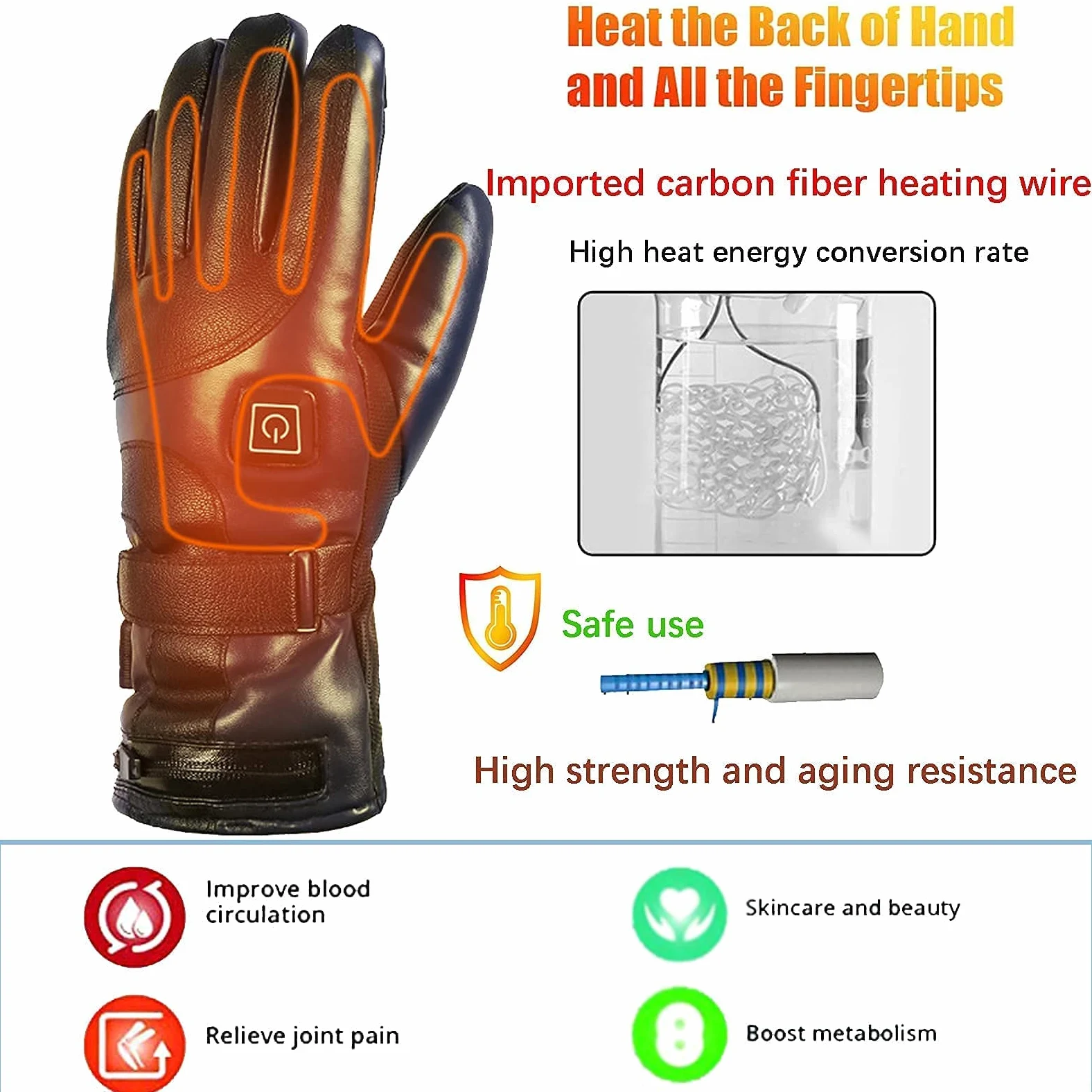 Guantes térmicos, 7.4V 4000mAh Batería Recargable Guantes térmicos eléctricos para Hombres Mujeres Guantes térmicos para Motocicleta Pantalla táctil Impermeable para Deportes Esquí