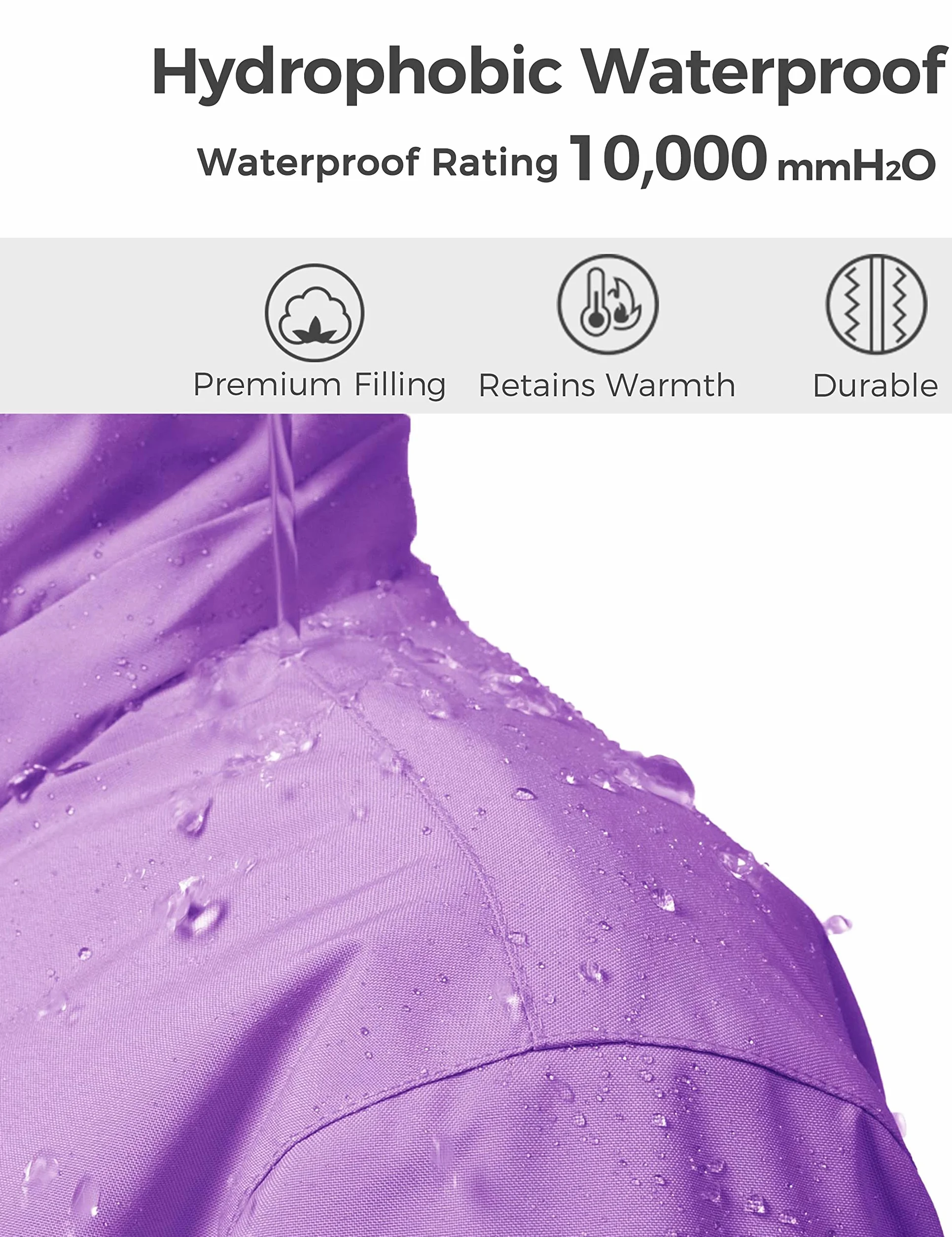 Wantdo Chaquetas de Esquí Impermeable Montaña Abrigo Snowboard para Exteriores Parka de Nieve con Capucha Chaqueta Aislada con Vellón Cálida Invierno para Niñas