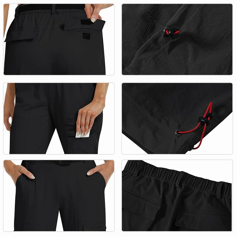MoFiz Pantalones Trekking Mujer Ligeros Elasticos Cargo Pantalones de Trabajo Impermeable con Bolsillos Pants