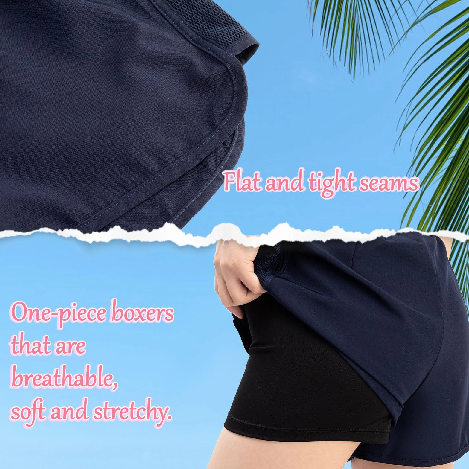 Pantalones cortos de natación para mujer, de cintura alta, de secado rápido, con cordón ajustable, pantalones cortos de surf con parte inferior y bolsillos