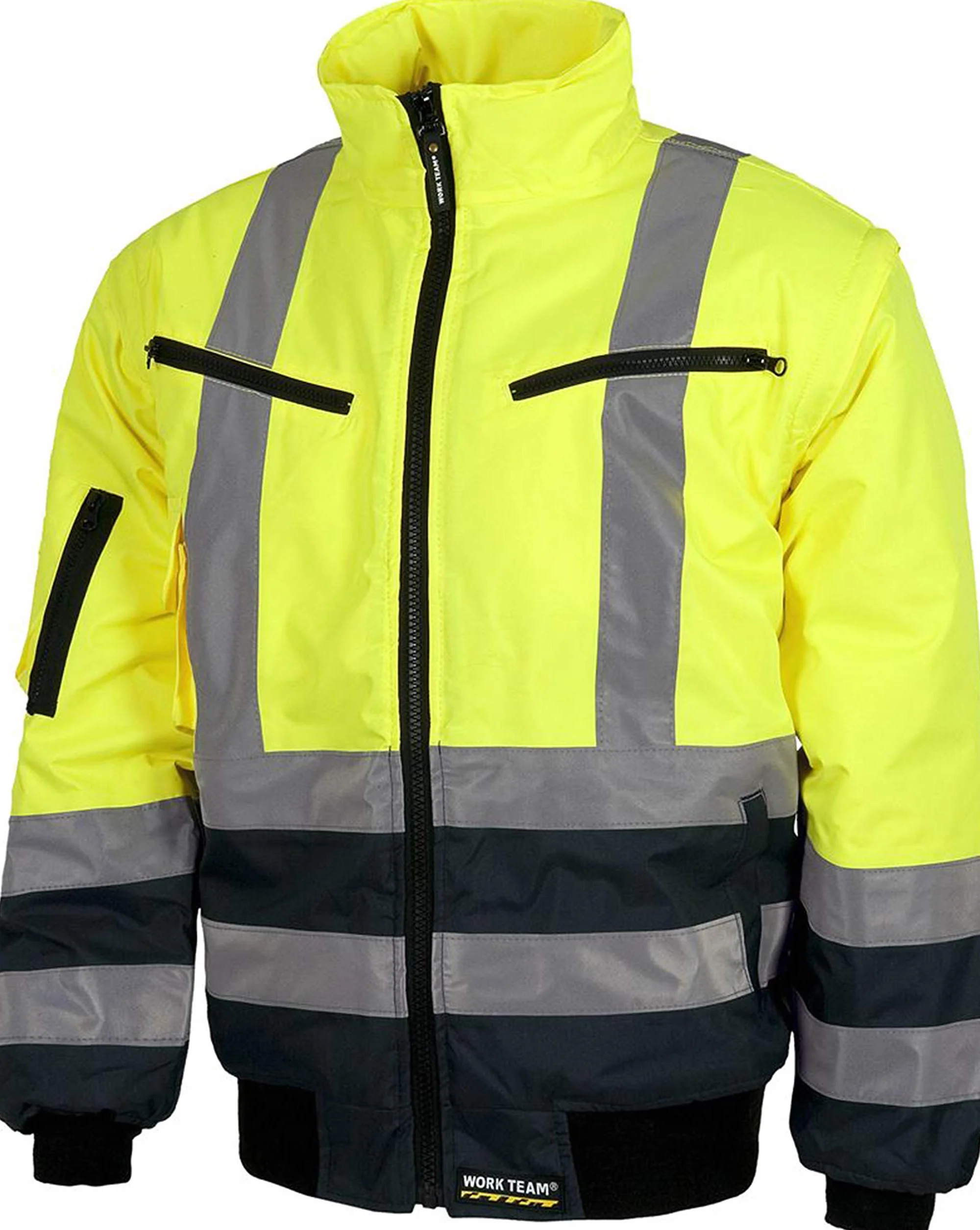 WORKTEAM Cazadora Piloto Alta Visibilidad Impermeable Clase 2 con Mangas Desmontables