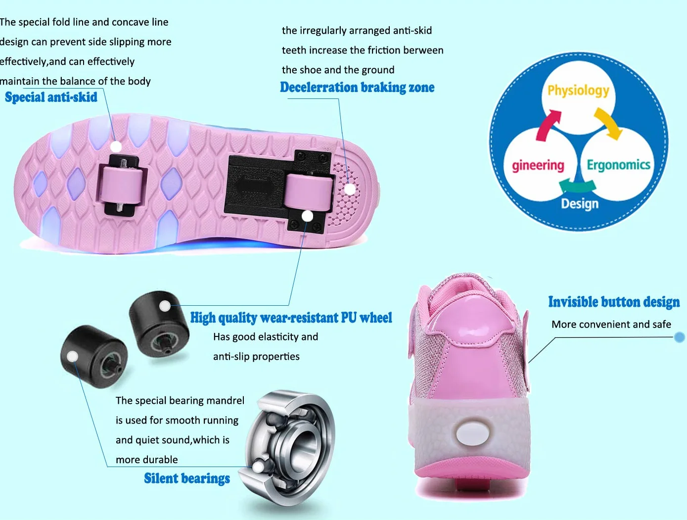 Patines en Línea con Ruedas Led para Niños y Niñas Zapatillas de Skateboard con Carga USB