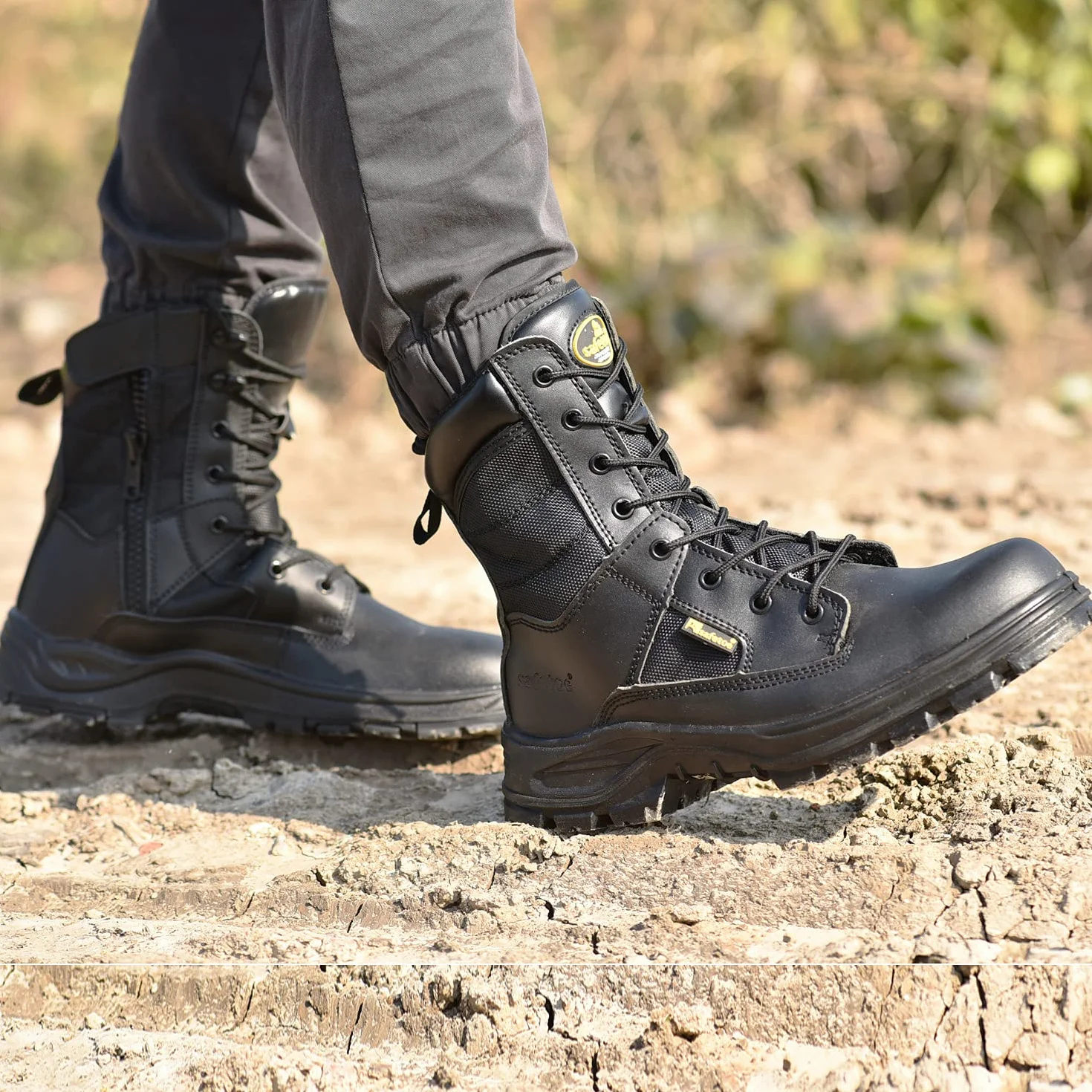 SAFEYEAR Zapatos de Seguridad Hombres y Mujeres, S3 Botas de Seguridad Trabajo Militar con Cuero Impermeable, Puntera con Punta de Acerol Ligeros Calzado para Cremallera, Plantilla mas Comodas…