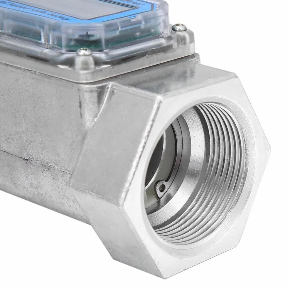 Digital Turbine Flow Meter 120L/Min Water Fuel Flow Meter 0-99999 Electronic Fuel Meter 1-1/2" NPT