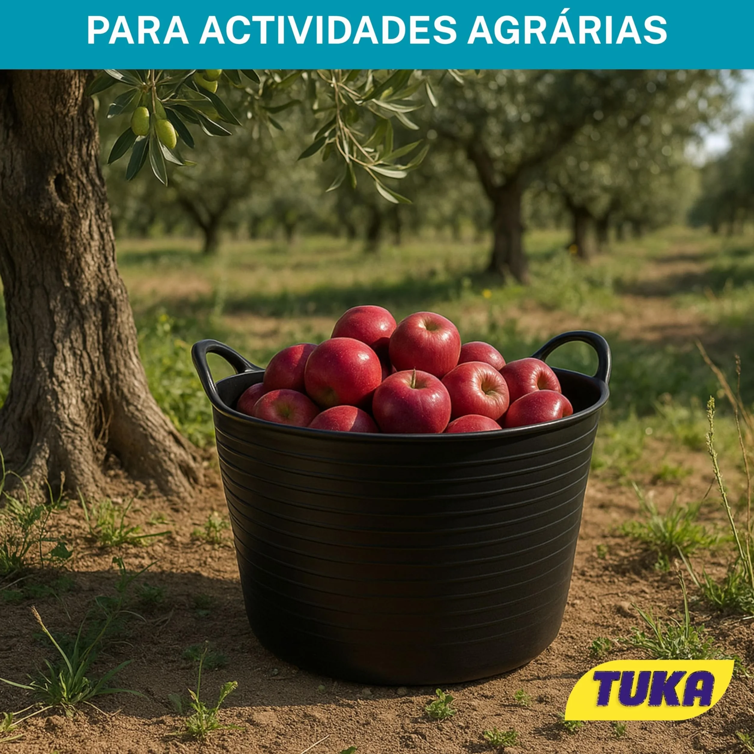 TUKA Pack de 2 Capazos de Plástico 42L Negro Profesional Resistente Multiusos