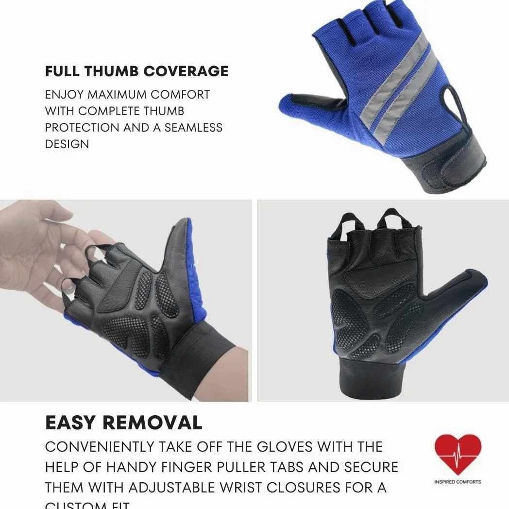 Inspired Comforts Guantes para silla de ruedas sin dedos con agarre antideslizante, transpirables y reflectantes