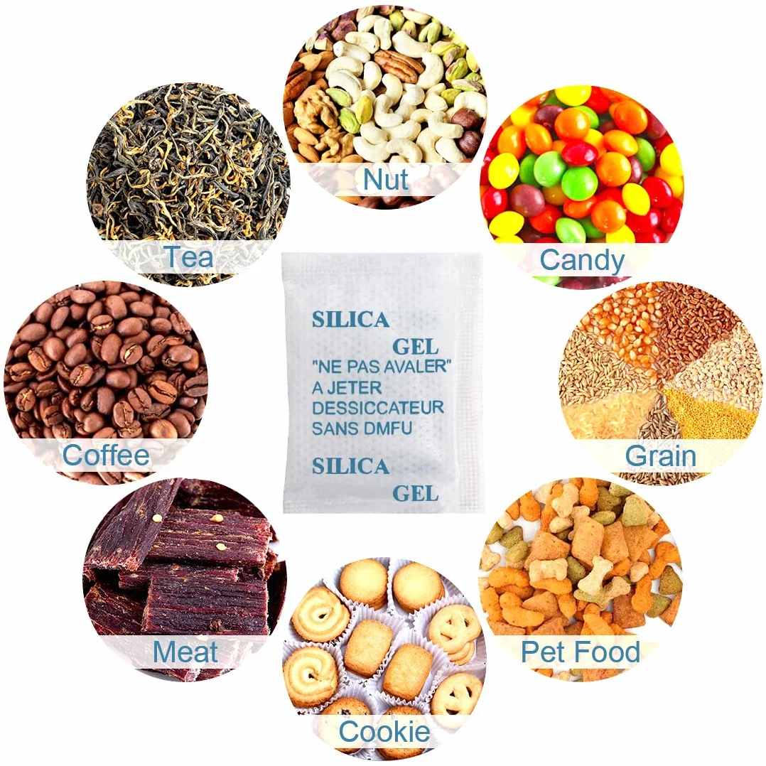 Gel de sílice desecante para almacenamiento de alimentos, 100 bolsitas absorbentes de humedad