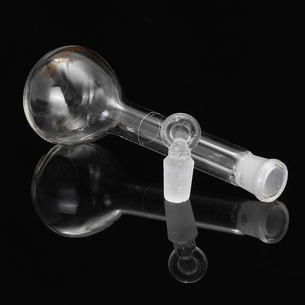 Frasco volumétrico de vidrio 25ml con tapón de cristal química redondo