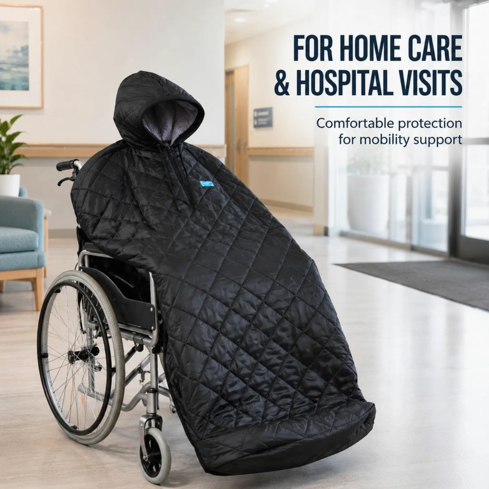 Manta Térmica Silla Ruedas para Merits Health P101 Travel-Ease 2018-2026 | Felpa térmica impermeable | Contra viento frío | Cobertura total silla ruedas | Diseño con capucha | Protección exterior